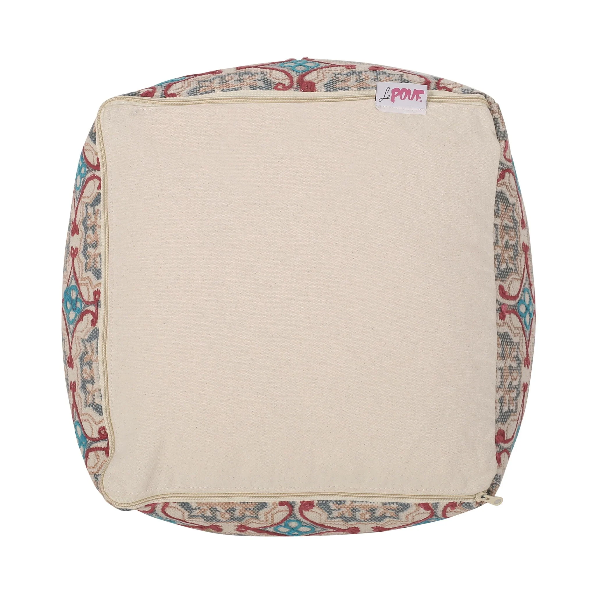 Amelia Handcrafted Fabric Pouf Rustic Elegance Multicolored - Image 5