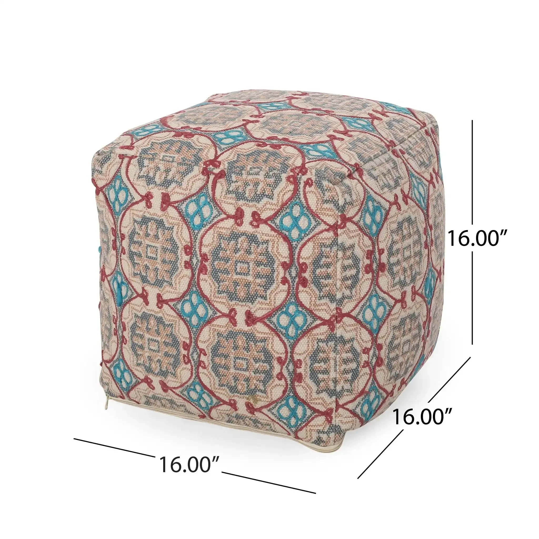 Amelia Handcrafted Fabric Pouf Rustic Elegance Multicolored - Image 6
