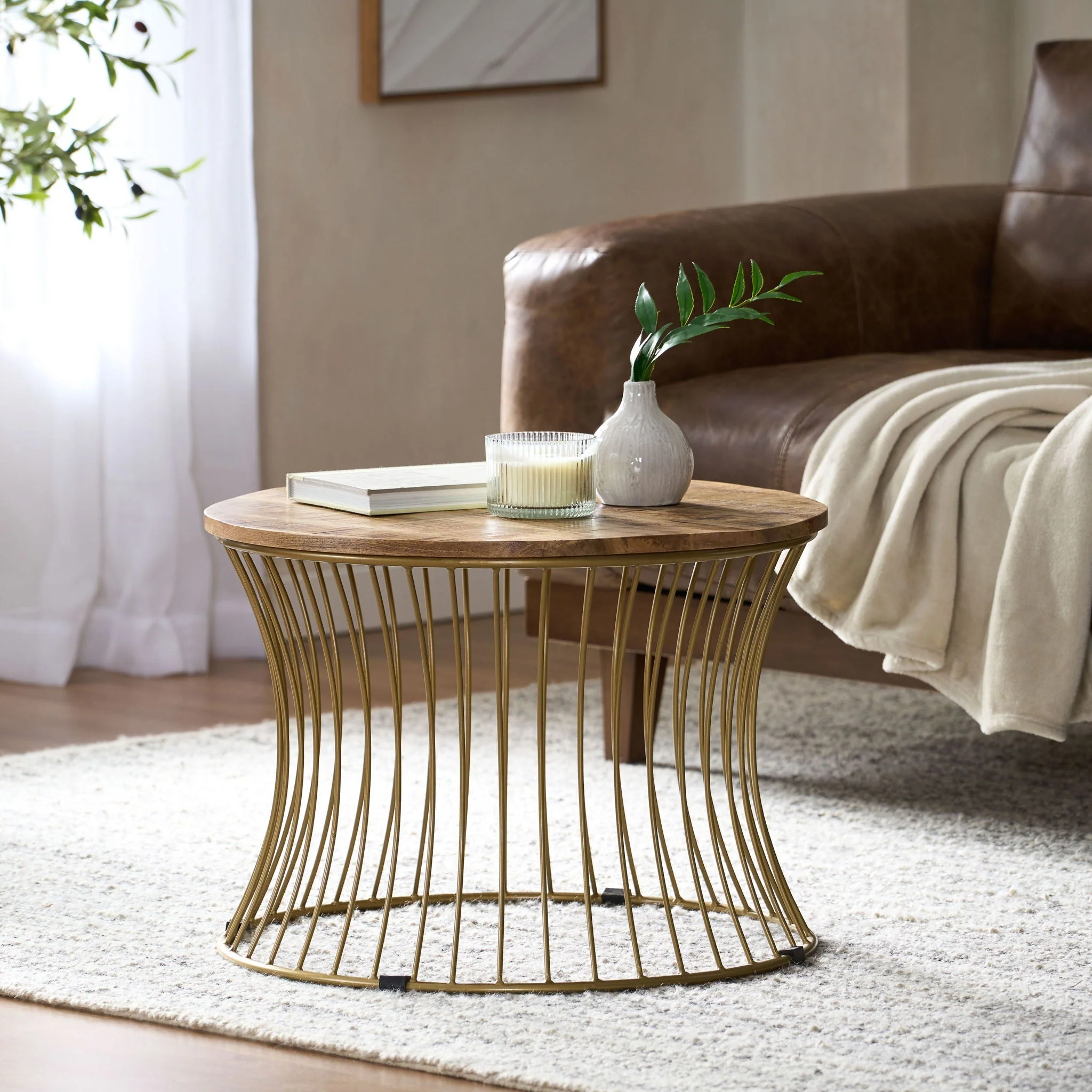 Ameliarae - Handcrafted Boho Mango Wood And Iron Coffee Table - Natural - Image 2
