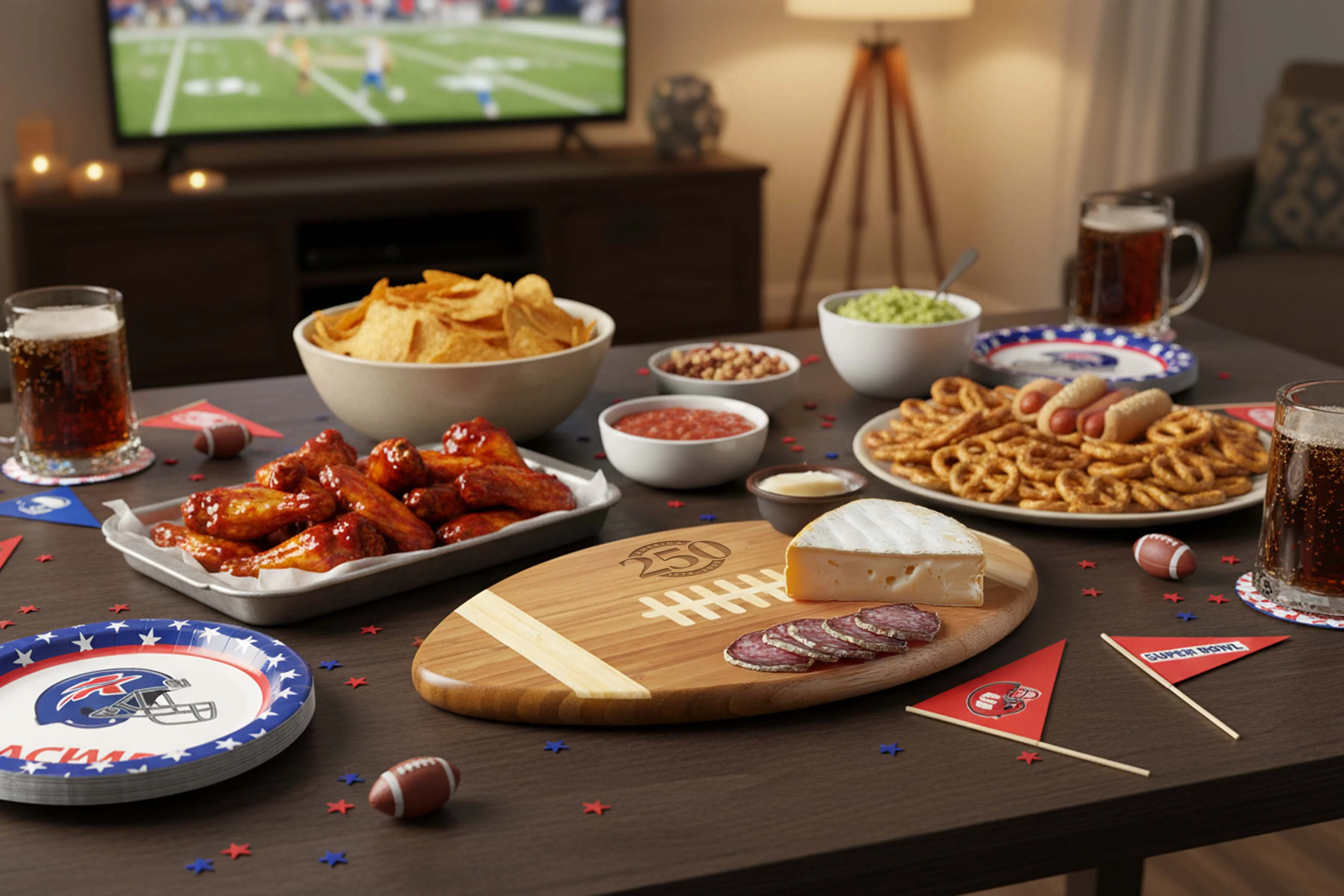 America250 - Touchdown! Football Cutting Board & Serving Tray - Image 2