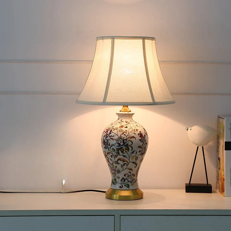 American Style Desk Lamp Painted Pattern Bedside Table Light Home Decor - Image 10