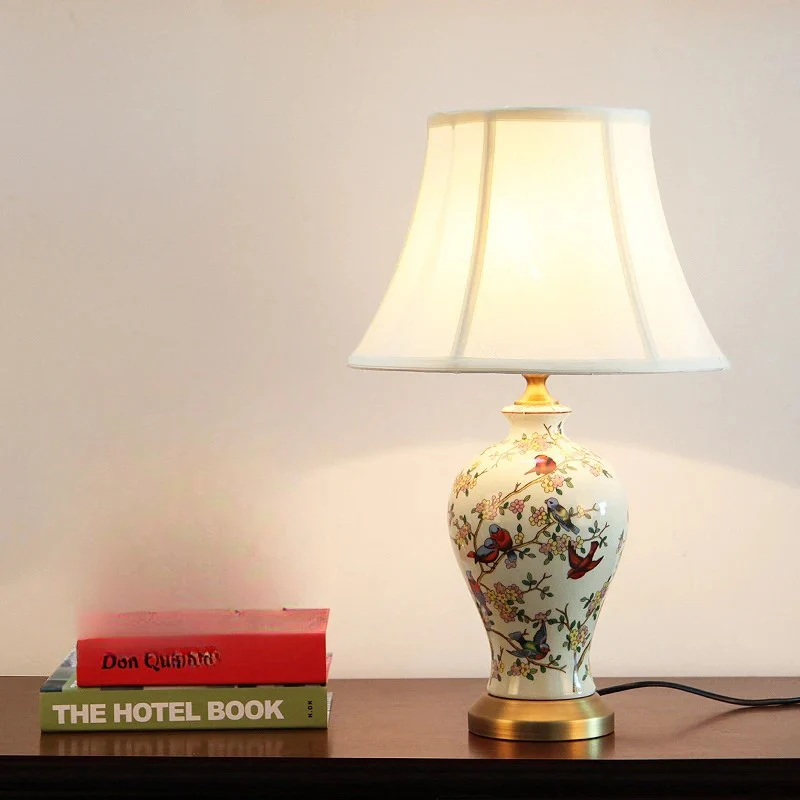 American Style Desk Lamp Painted Pattern Bedside Table Light Home Decor - Image 11