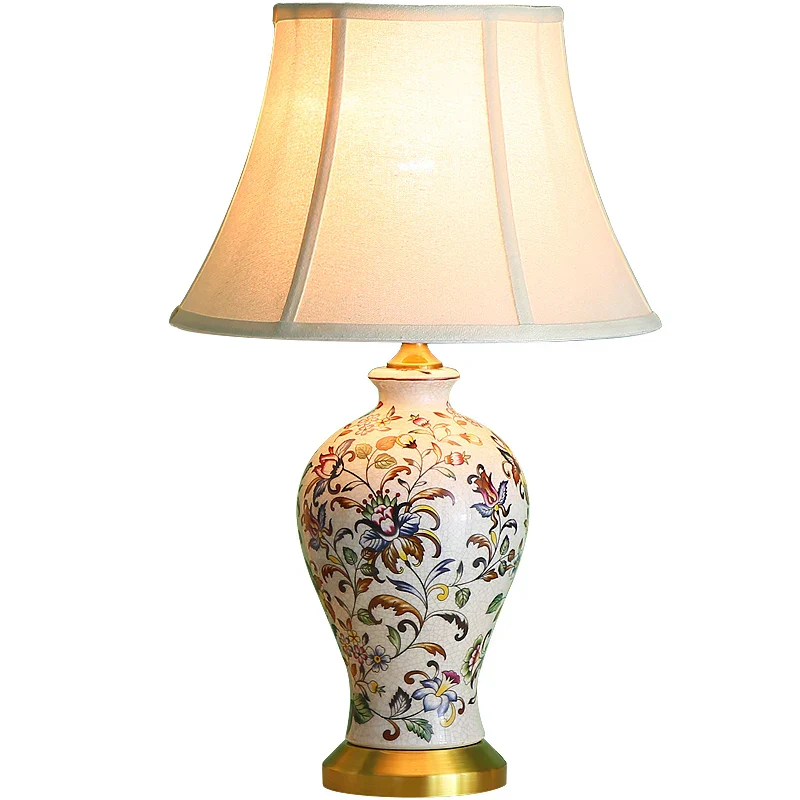 American Style Desk Lamp Painted Pattern Bedside Table Light Home Decor - Image 6