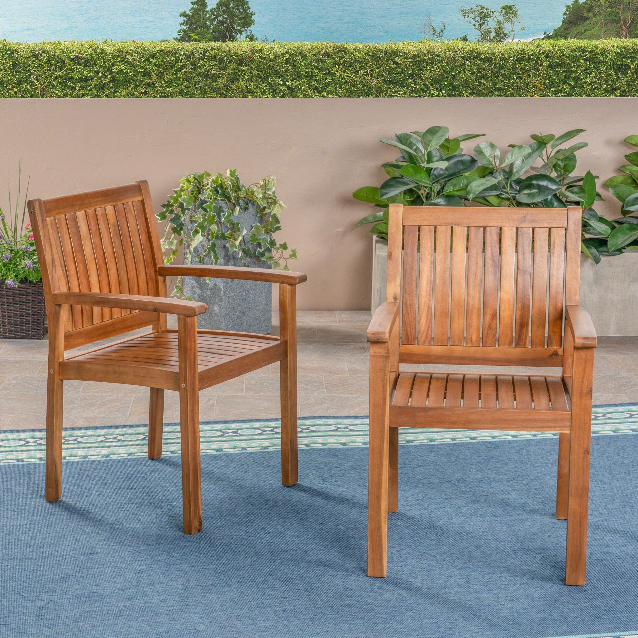 Amethyst - Outdoor Dining Chair With Slat Design (Set of 2) - Natural - Image 3