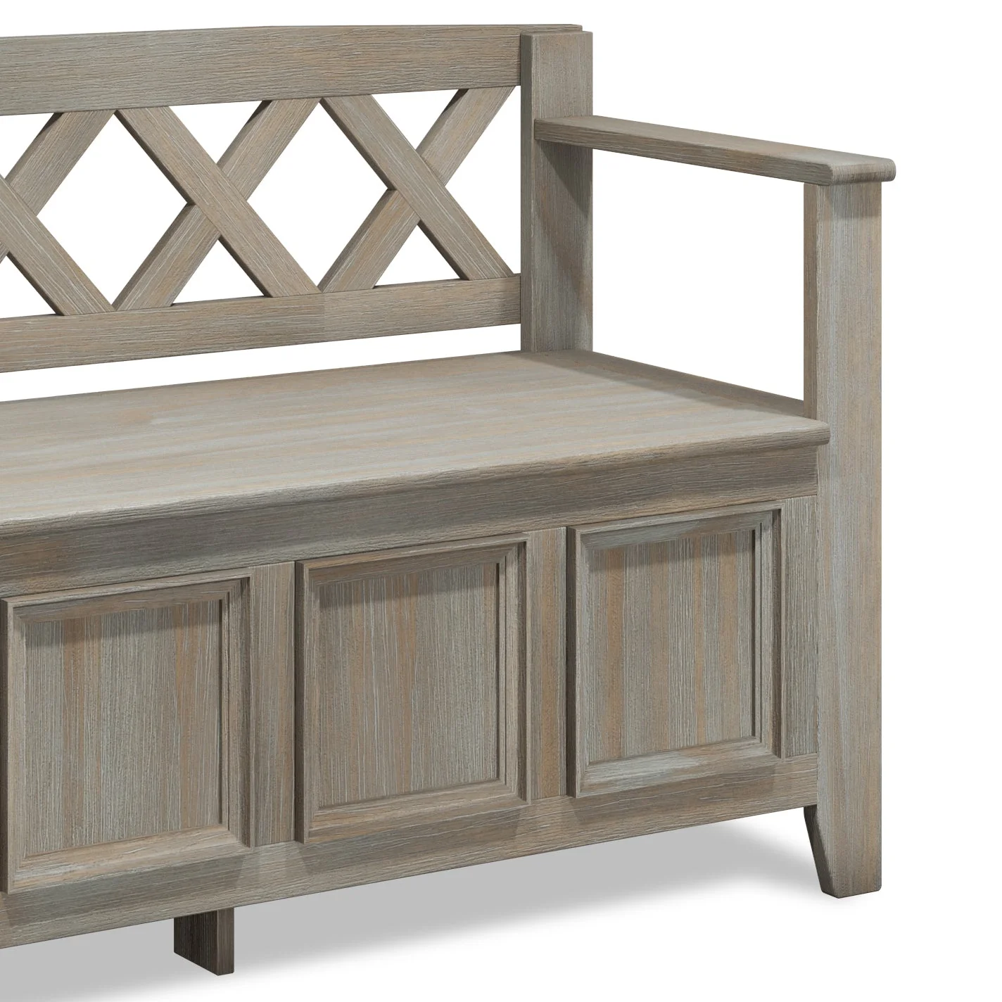 Amherst Solid Wood Entryway Storage Bench in Distressed Grey - Image 2