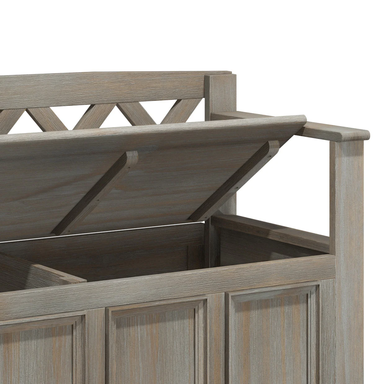 Amherst Solid Wood Entryway Storage Bench in Distressed Grey - Image 3