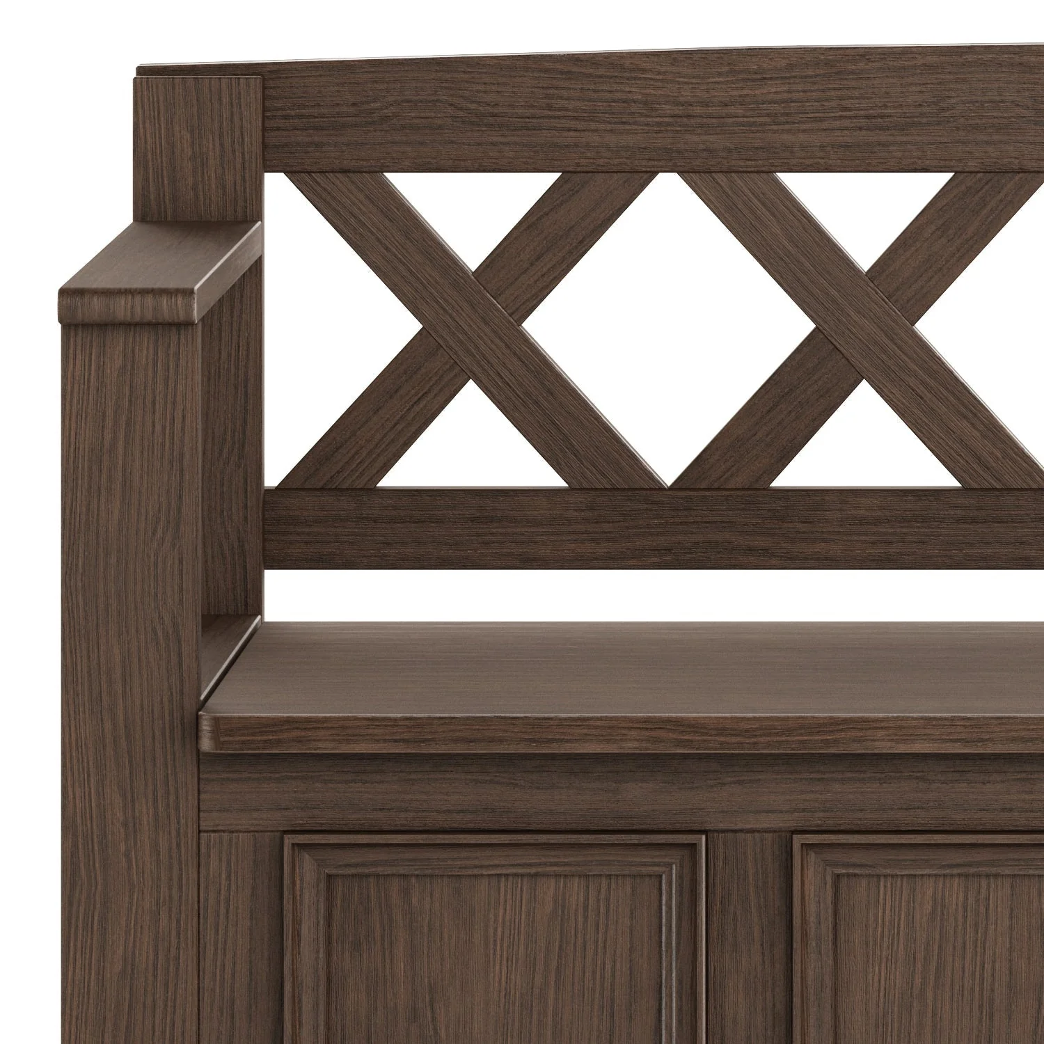 Amherst Solid Wood Entryway Storage Bench in Farmhouse Brown - Image 3