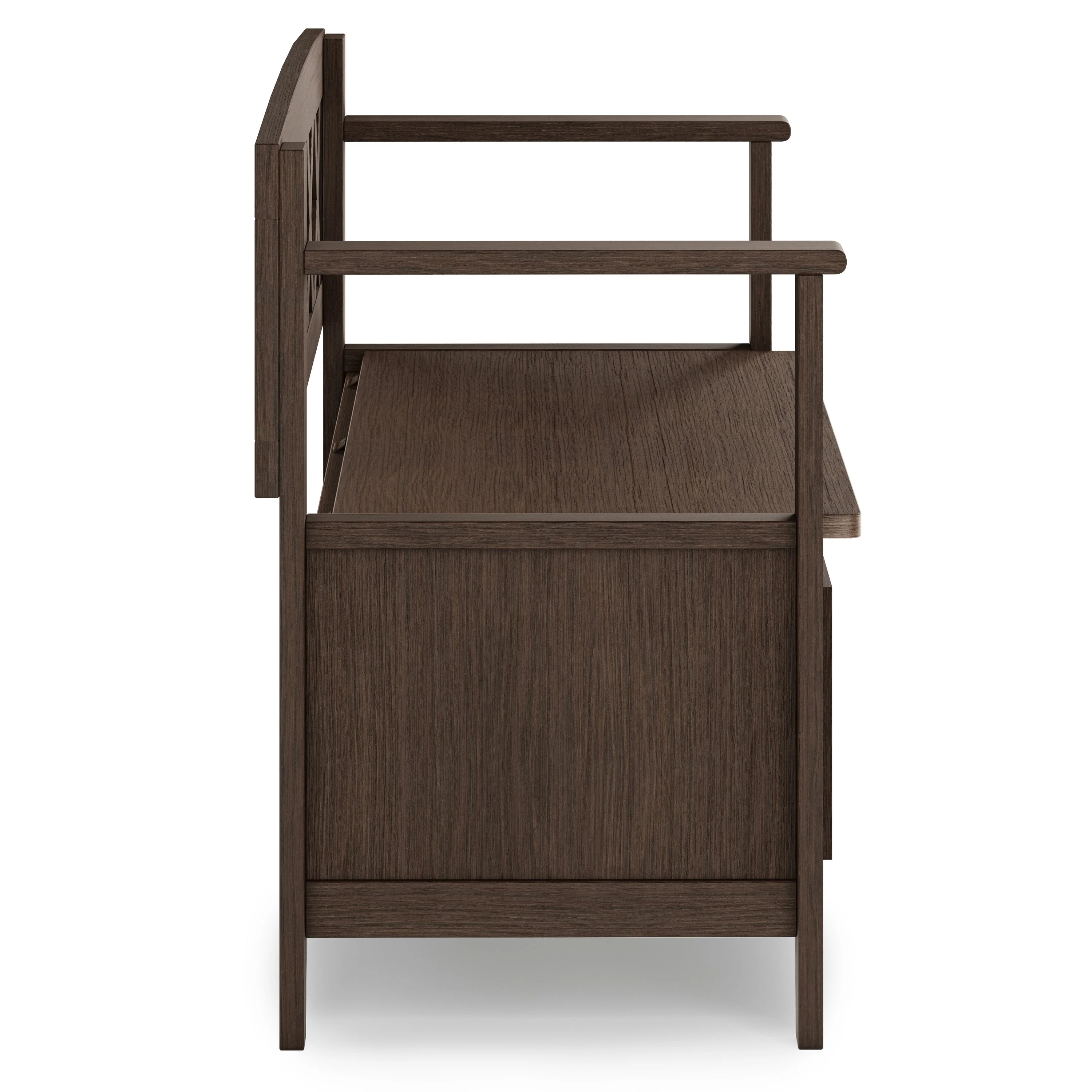 Amherst Solid Wood Entryway Storage Bench in Farmhouse Brown - Image 4