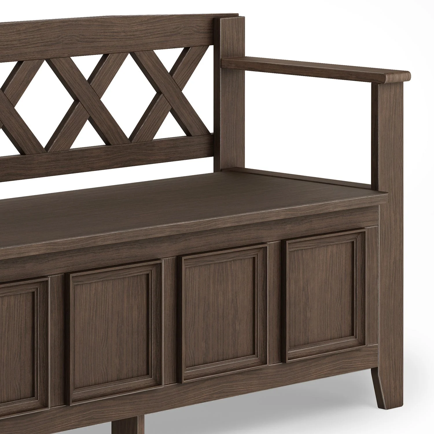 Amherst Solid Wood Entryway Storage Bench in Farmhouse Brown - Image 8