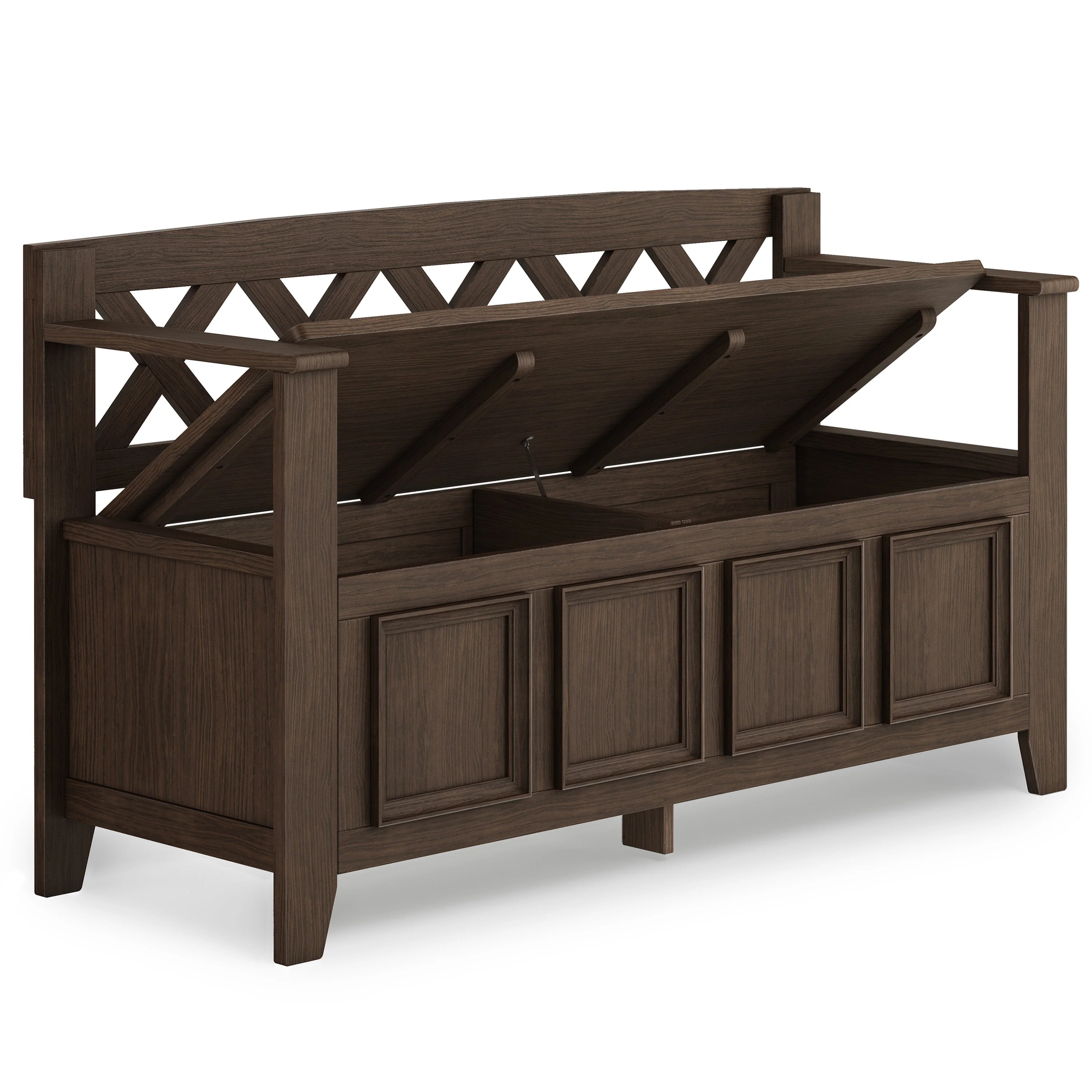 Amherst Solid Wood Entryway Storage Bench in Farmhouse Brown - Image 9