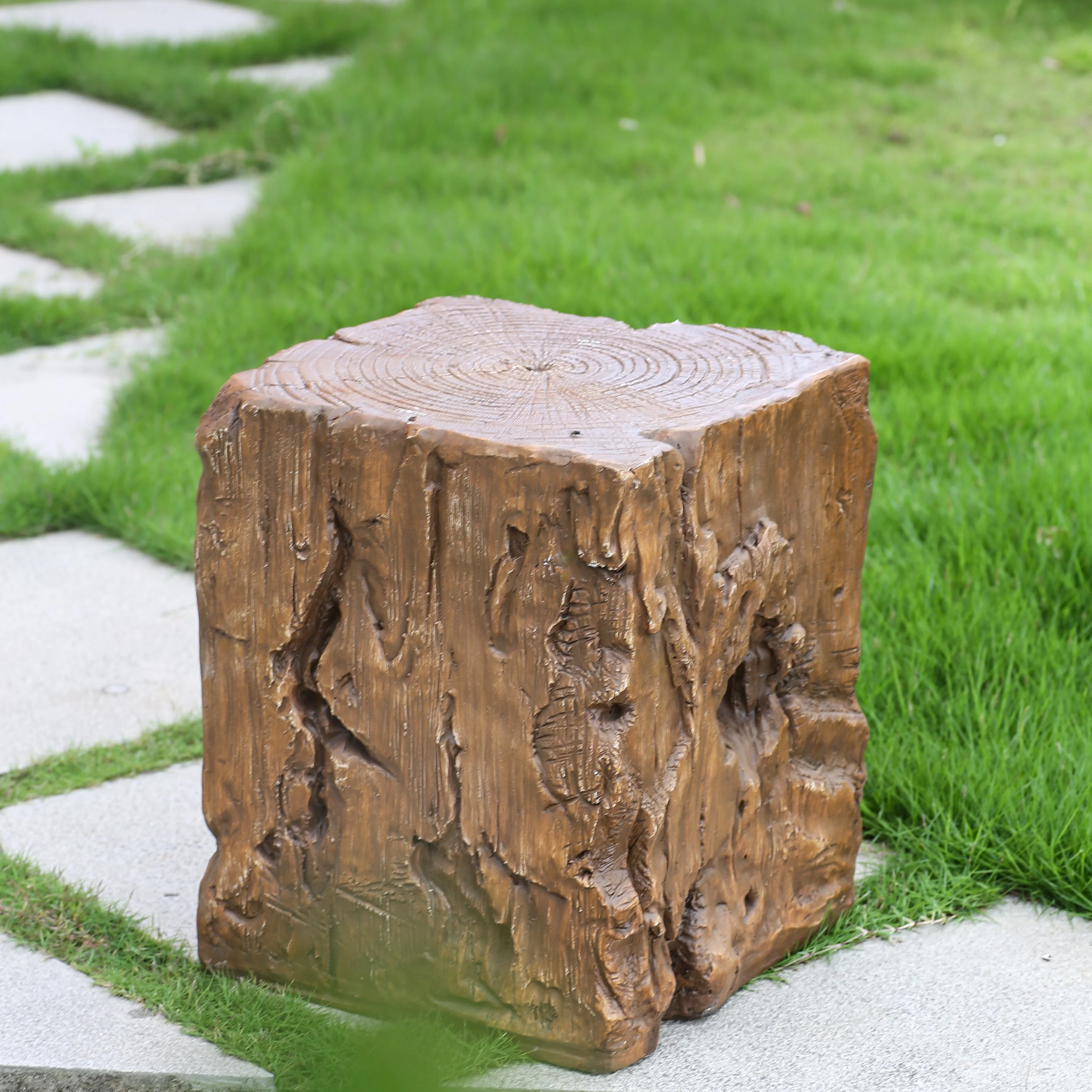 Amira Outdoor And Indoor Stump Shape MGO Side Table Brown Finish - Image 2