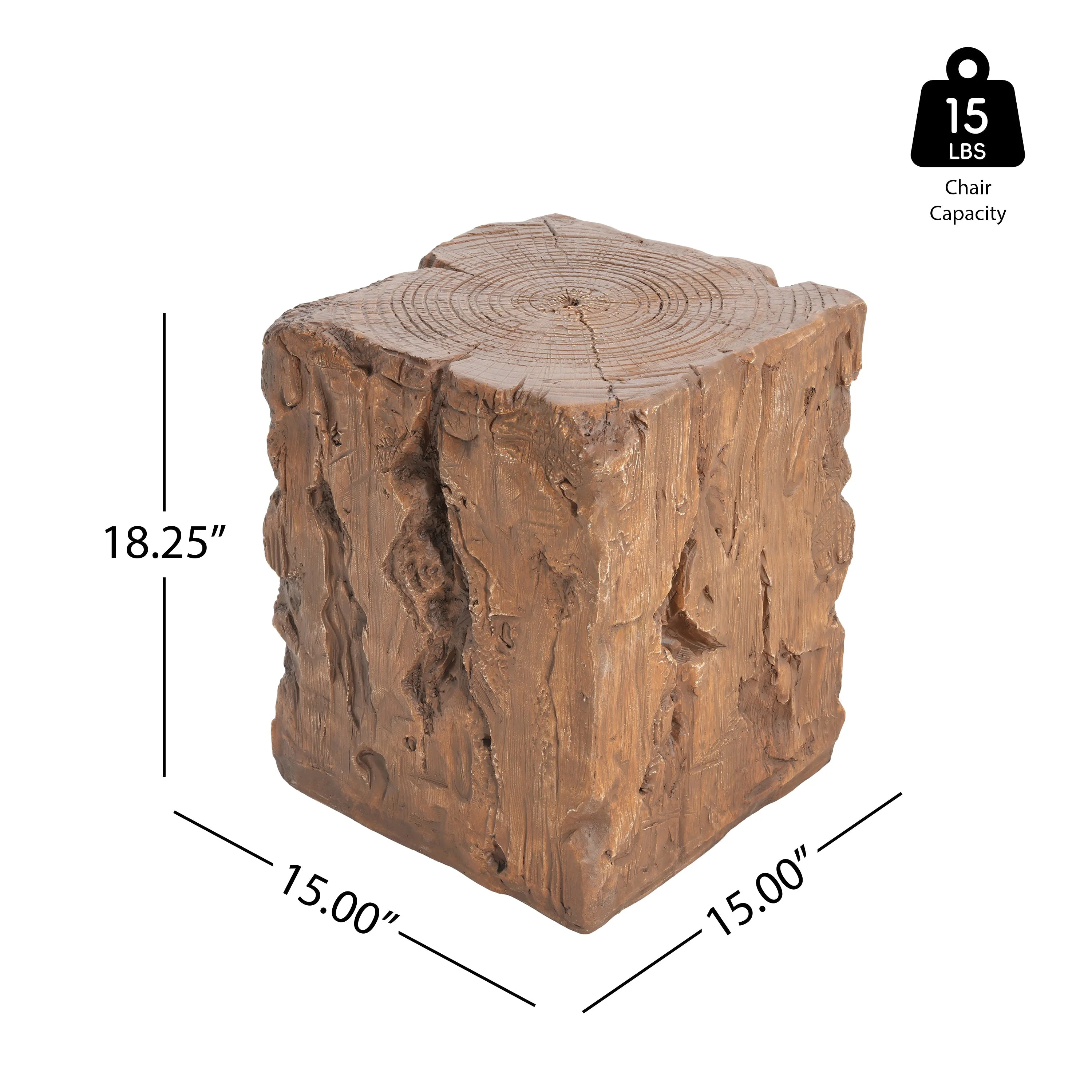 Amira Outdoor And Indoor Stump Shape MGO Side Table Brown Finish - Image 6