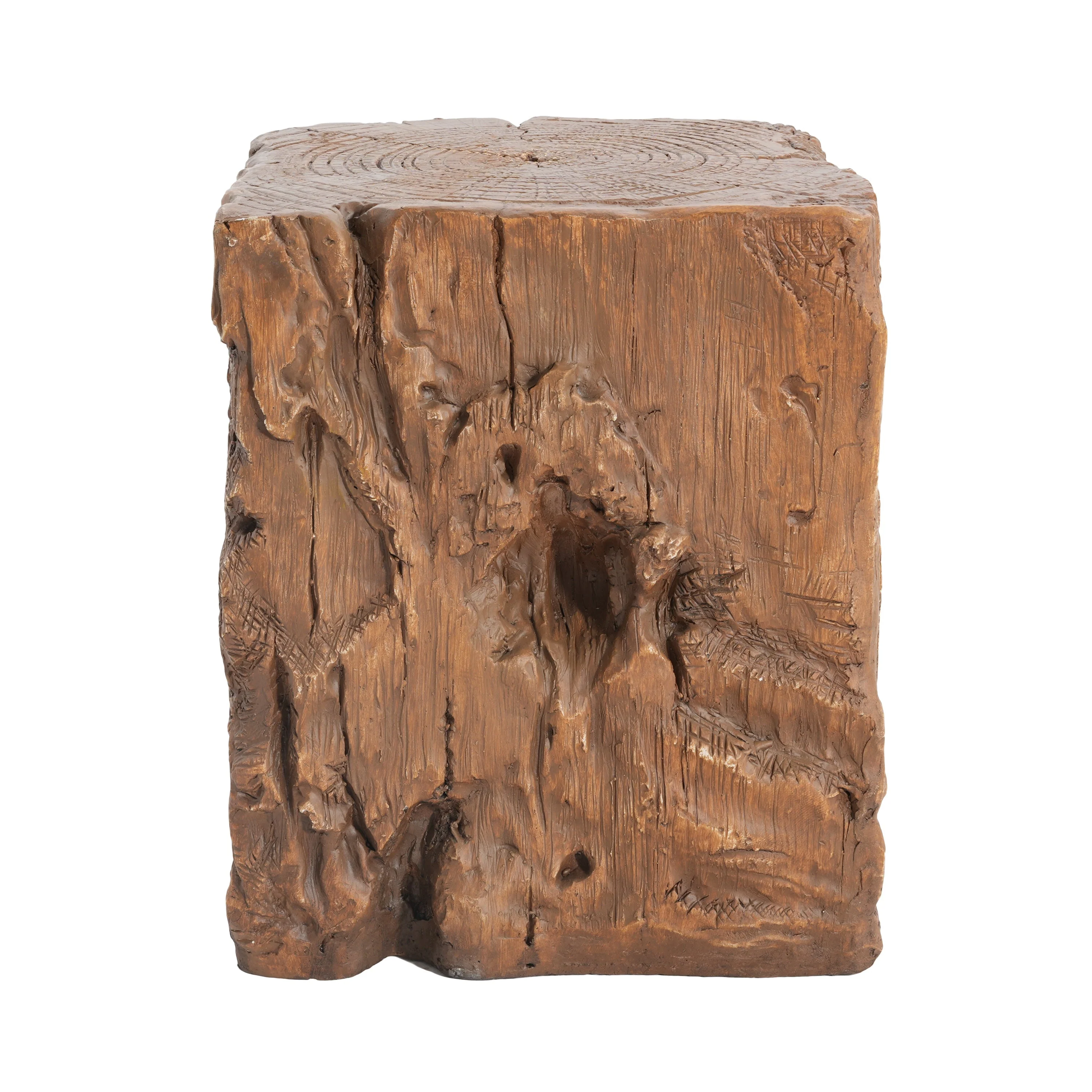 Amira Outdoor And Indoor Stump Shape MGO Side Table Brown Finish - Image 7