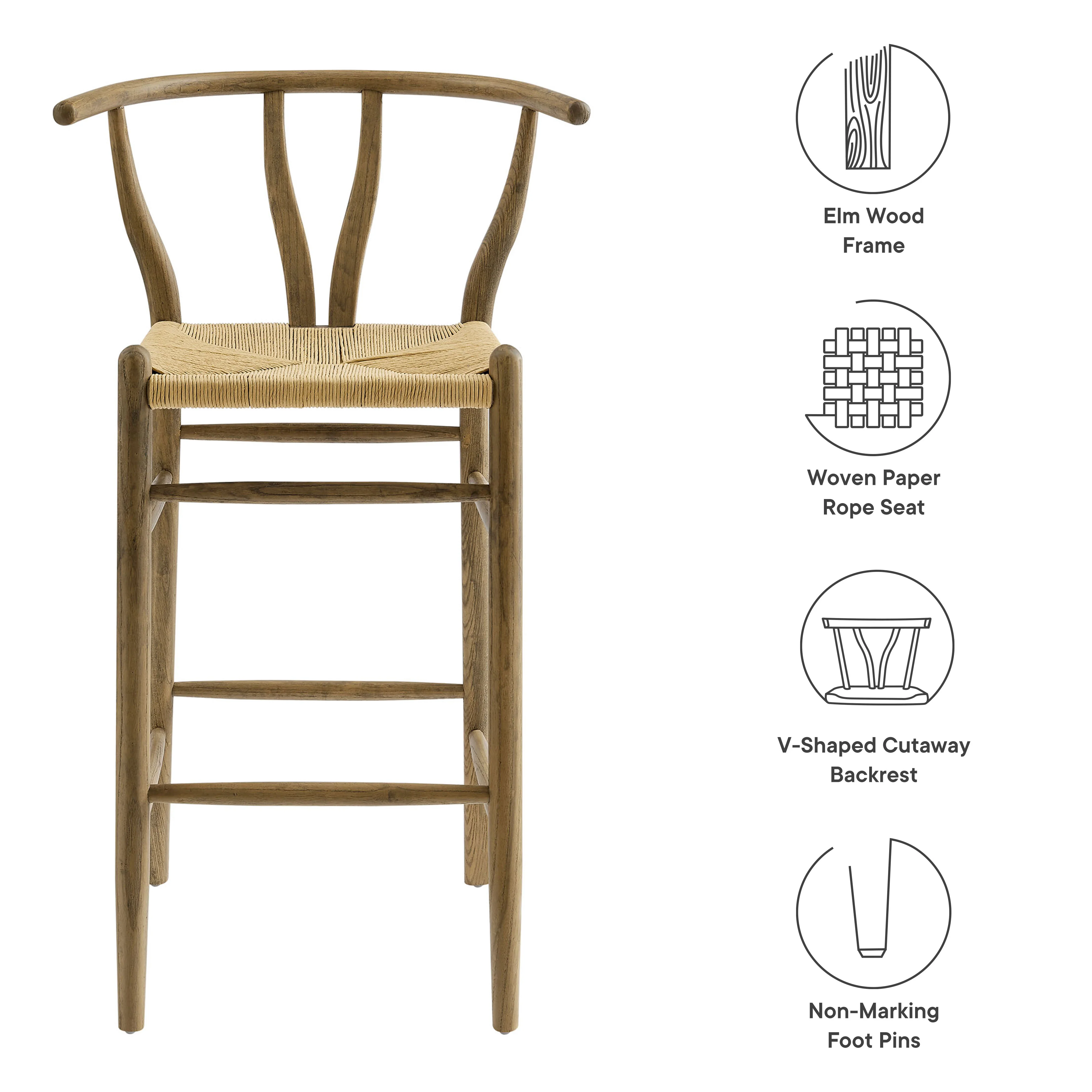 Amish Wood Bar Stool by Modway - Image 13