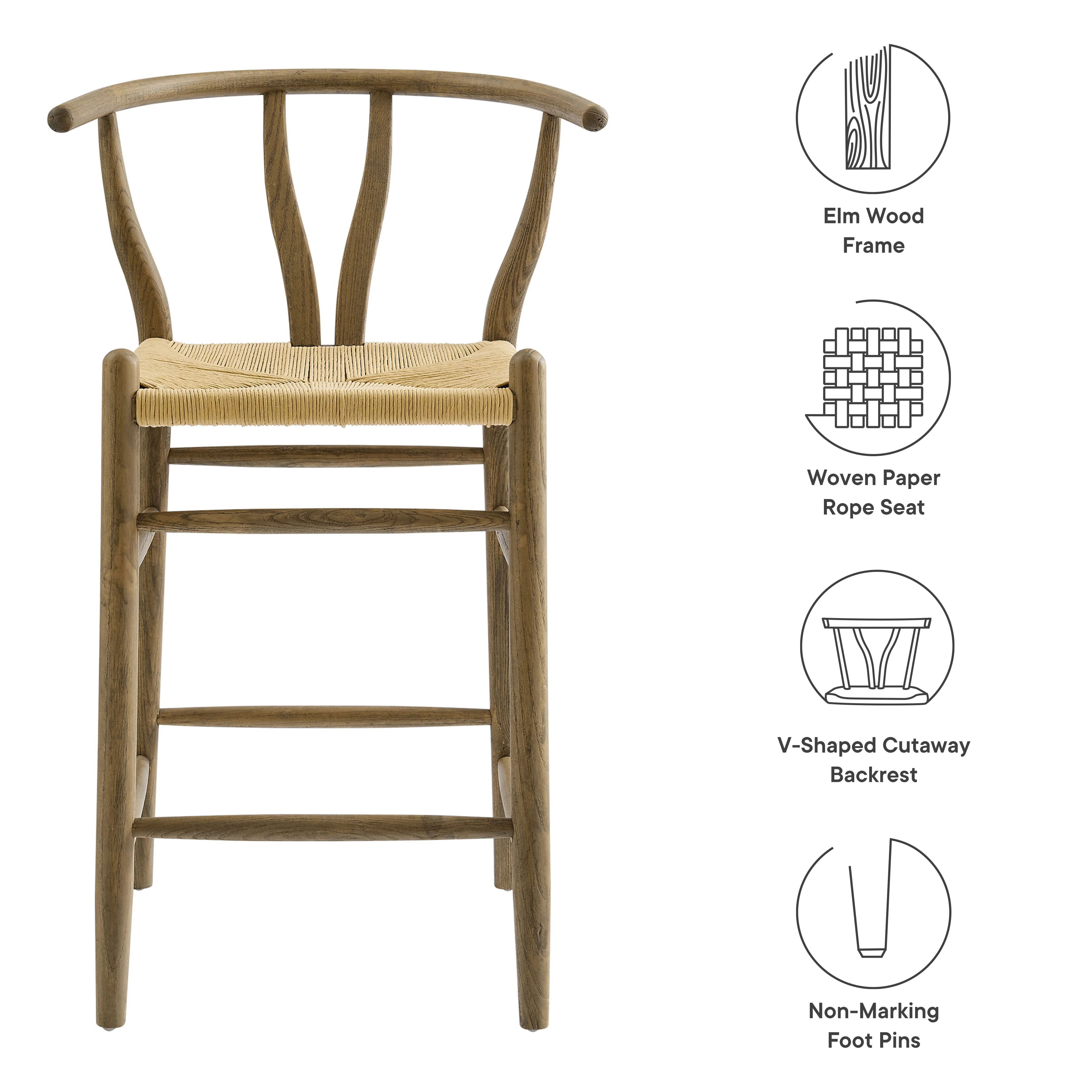 Amish Wood Counter Stool by Modway - Image 2