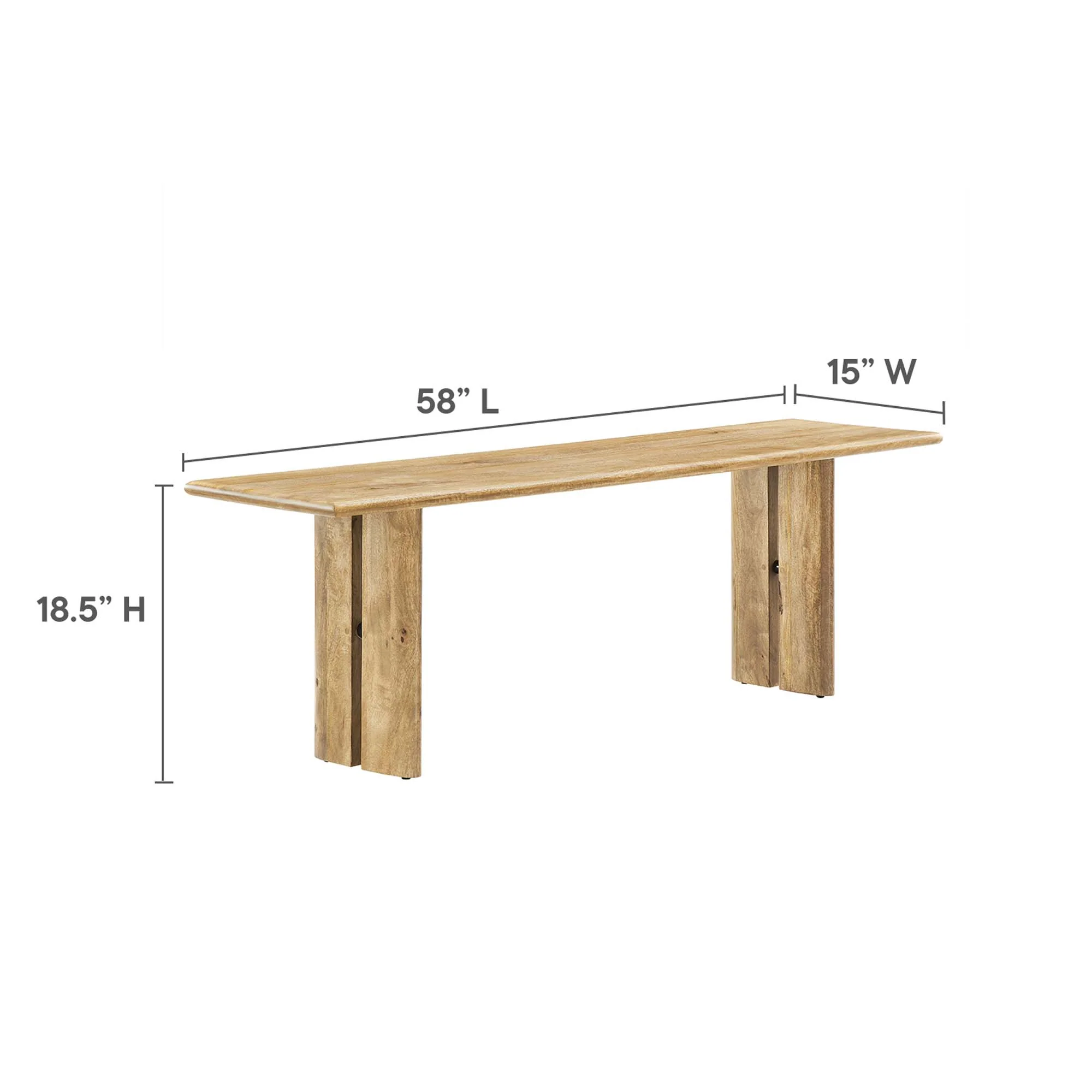 Amistad 58" Wood Bench by Modway - Image 3