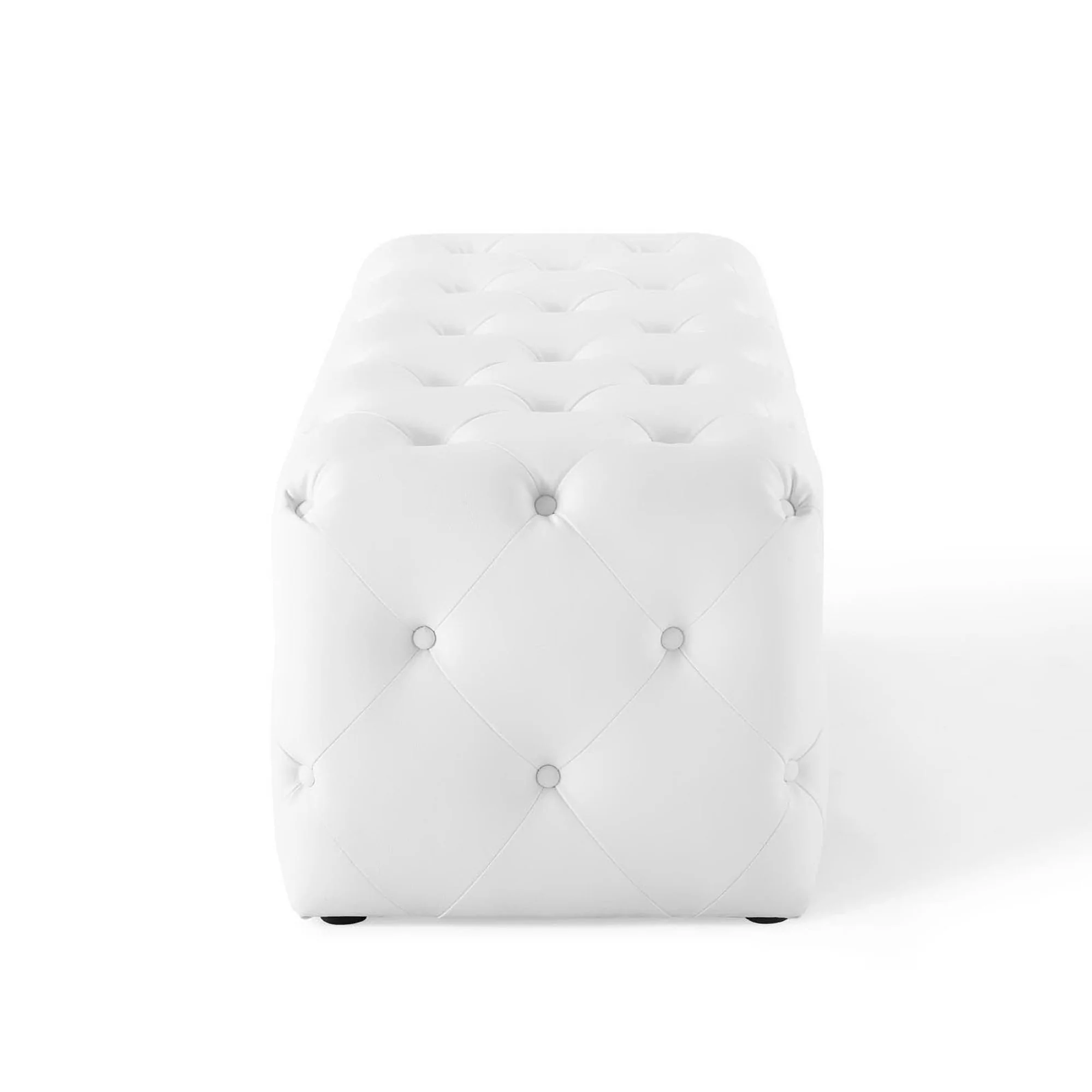 Amour 48" Tufted Button Faux Leather Entryway Bench - Image 2
