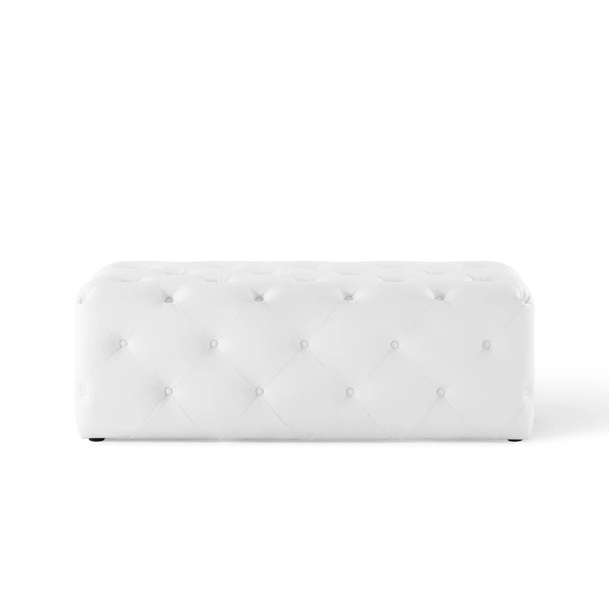 Amour 48" Tufted Button Faux Leather Entryway Bench - Image 3