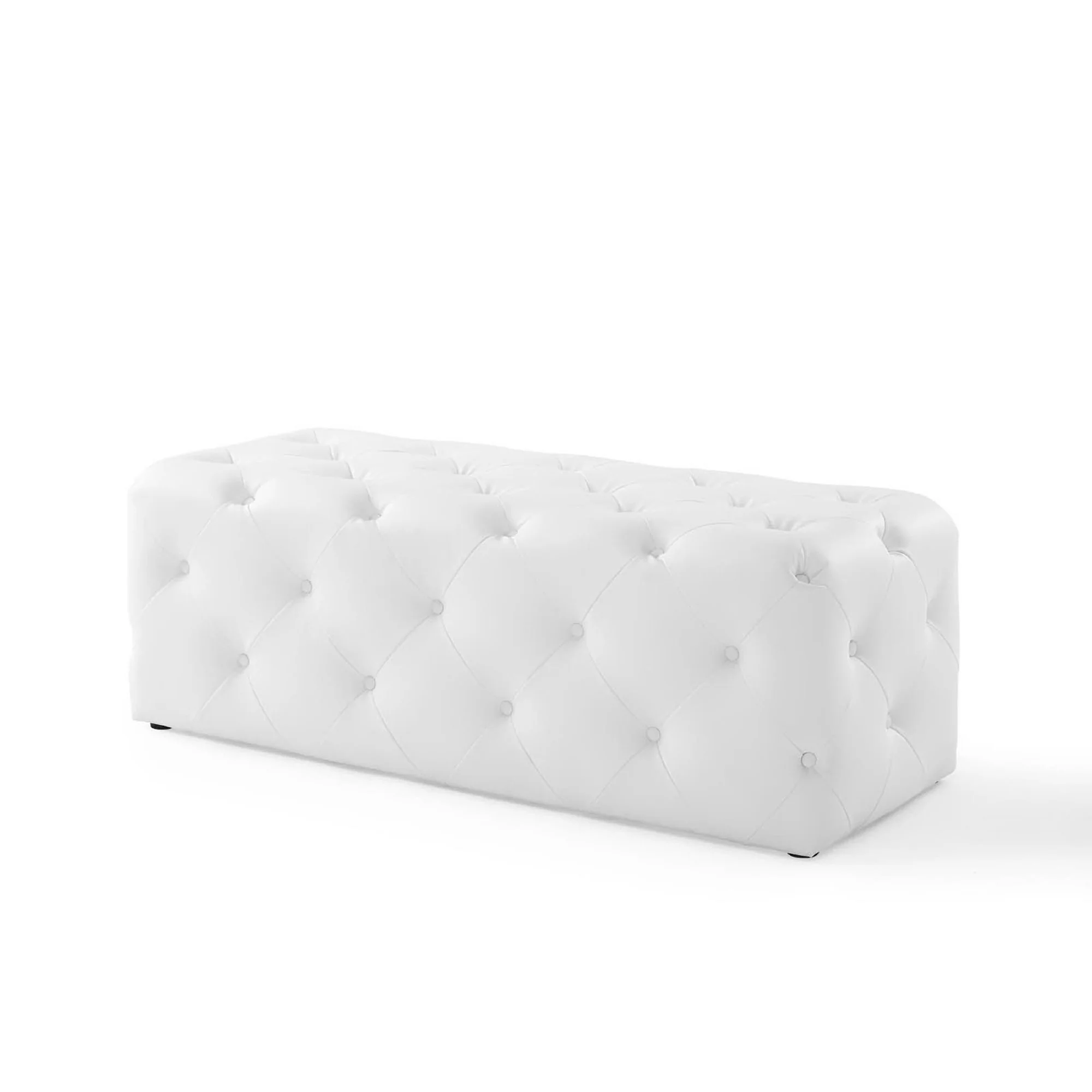Amour 48" Tufted Button Faux Leather Entryway Bench - Image 4
