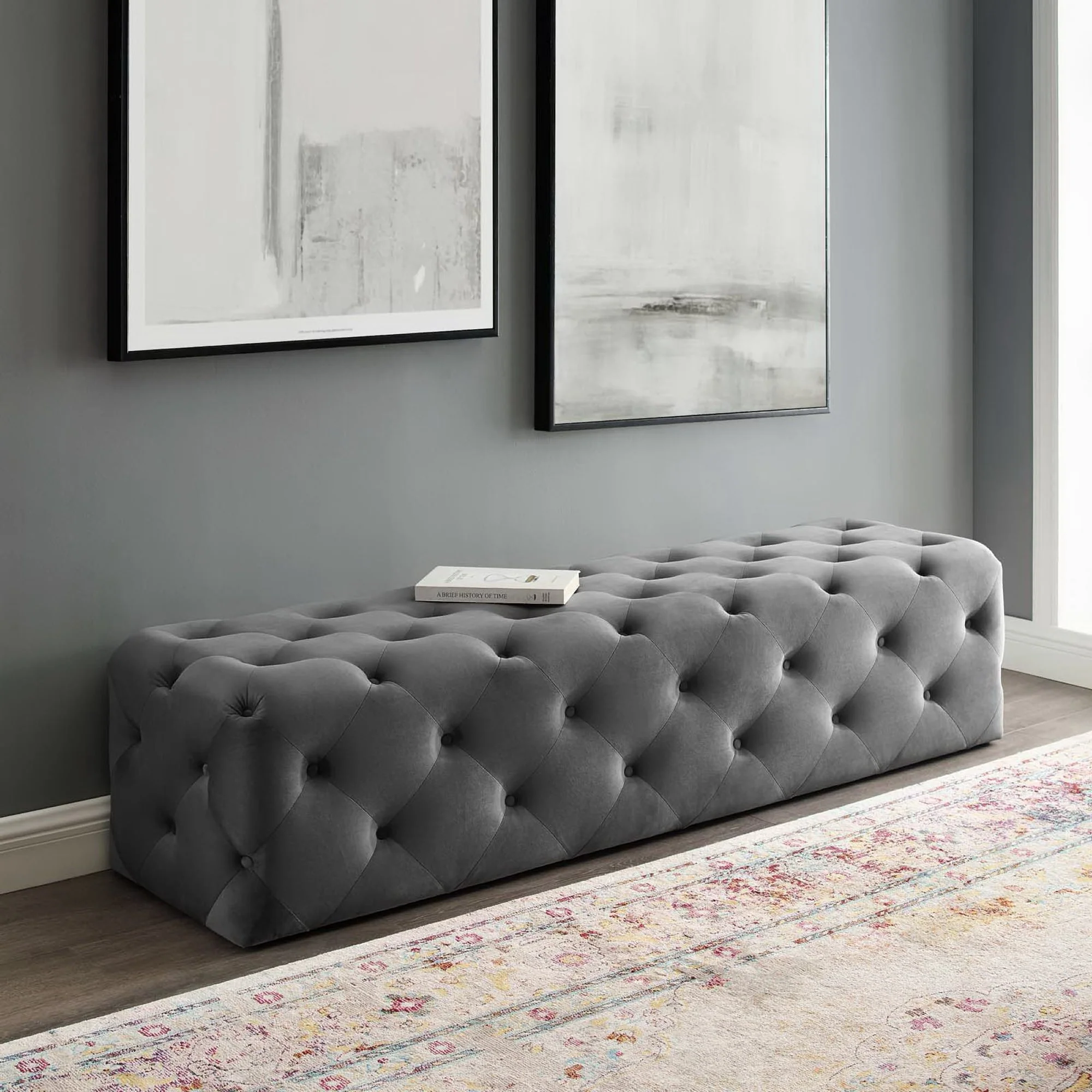 Amour 72" Tufted Button Entryway Performance Velvet Bench by Modway - Image 6