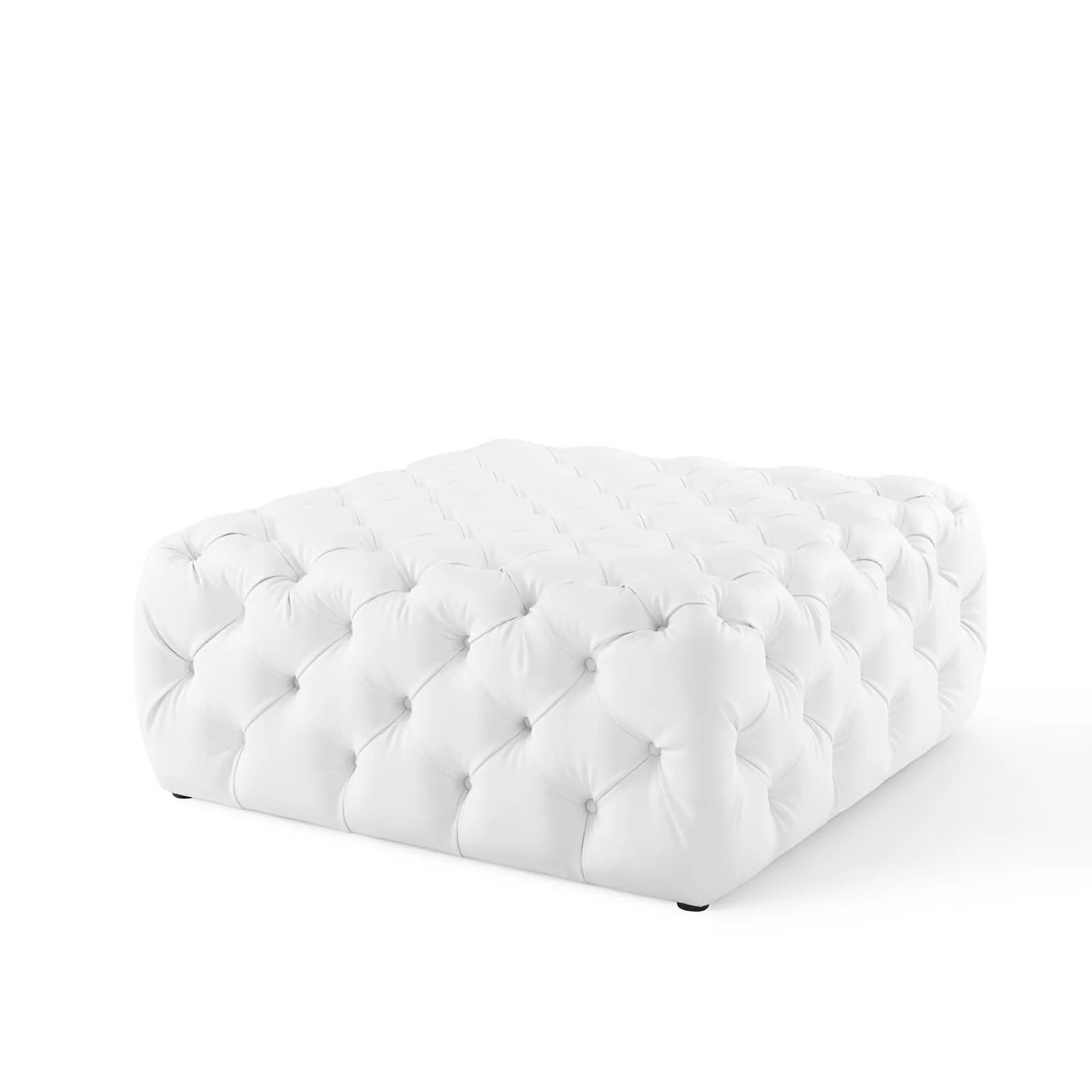Amour Tufted Button Large Square Faux Leather Ottoman by Modway - Image 2