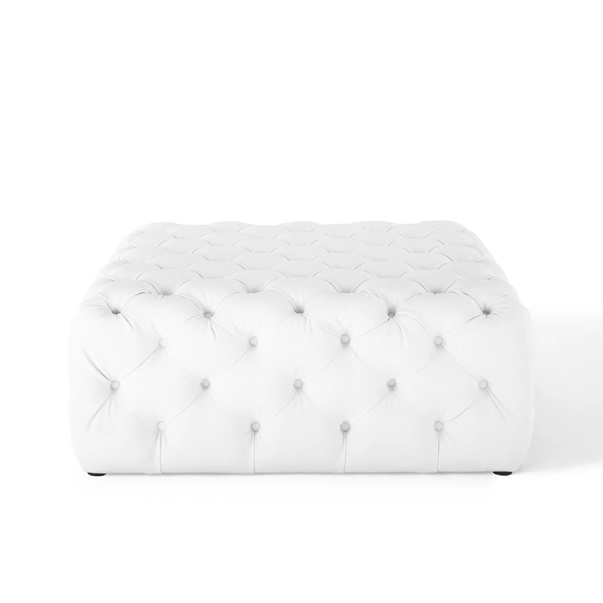 Amour Tufted Button Large Square Faux Leather Ottoman by Modway - Image 3