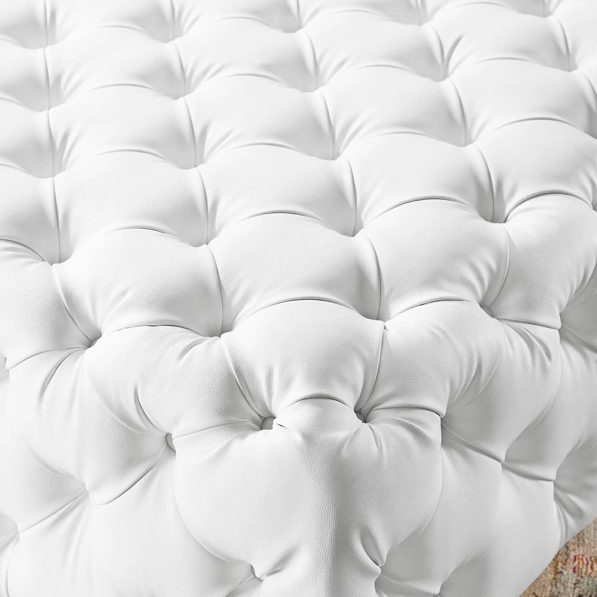 Amour Tufted Button Large Square Faux Leather Ottoman by Modway - Image 6