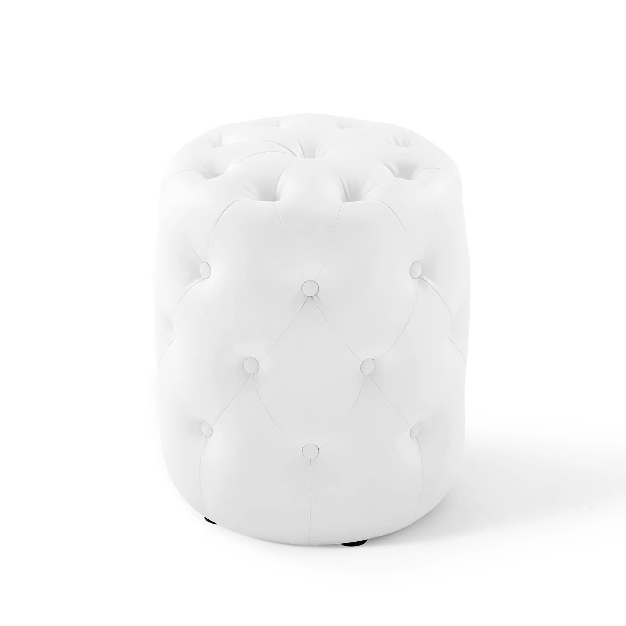 Amour Tufted Button Round Faux Leather Ottoman by Modway - Image 2