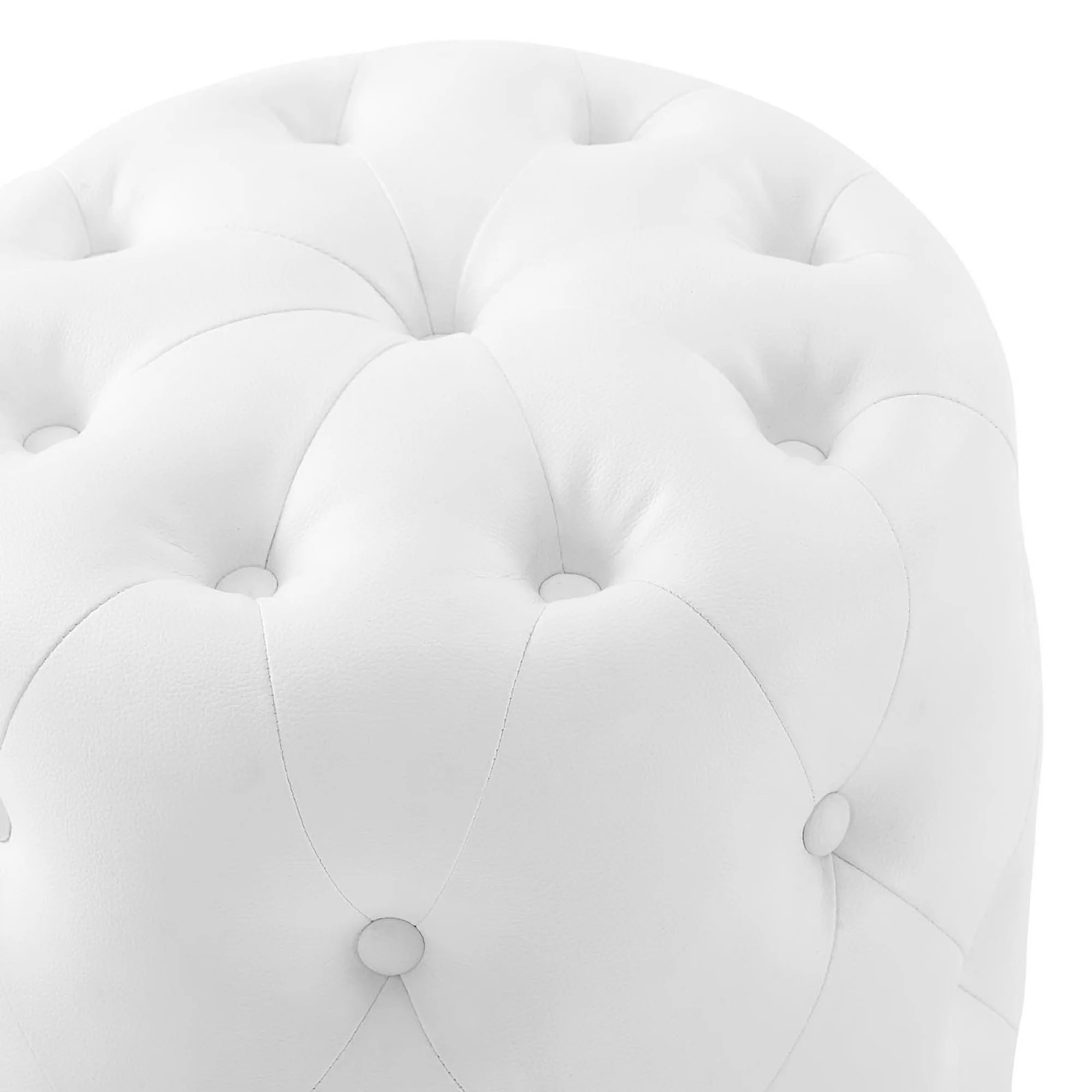 Amour Tufted Button Round Faux Leather Ottoman by Modway - Image 4