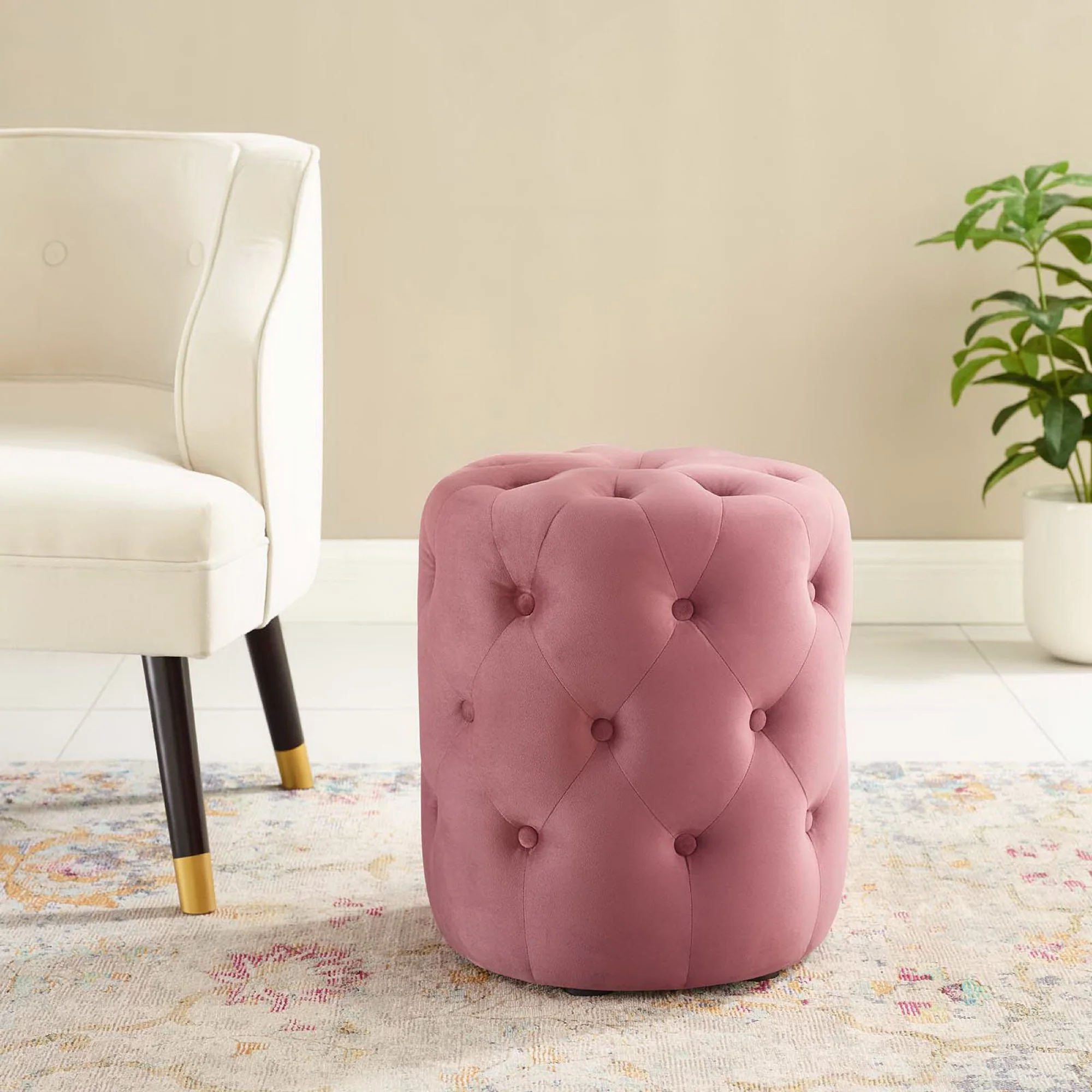 Amour Tufted Button Round Performance Velvet Ottoman by Modway - Image 10