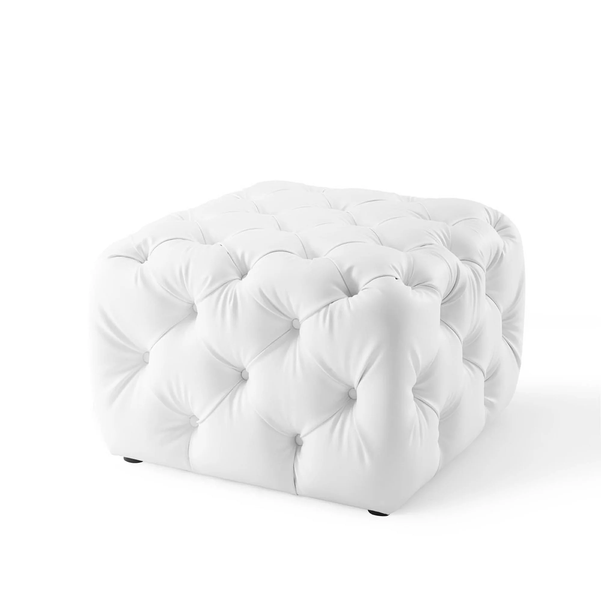 Amour Tufted Button Square Faux Leather Ottoman by Modway - Image 2