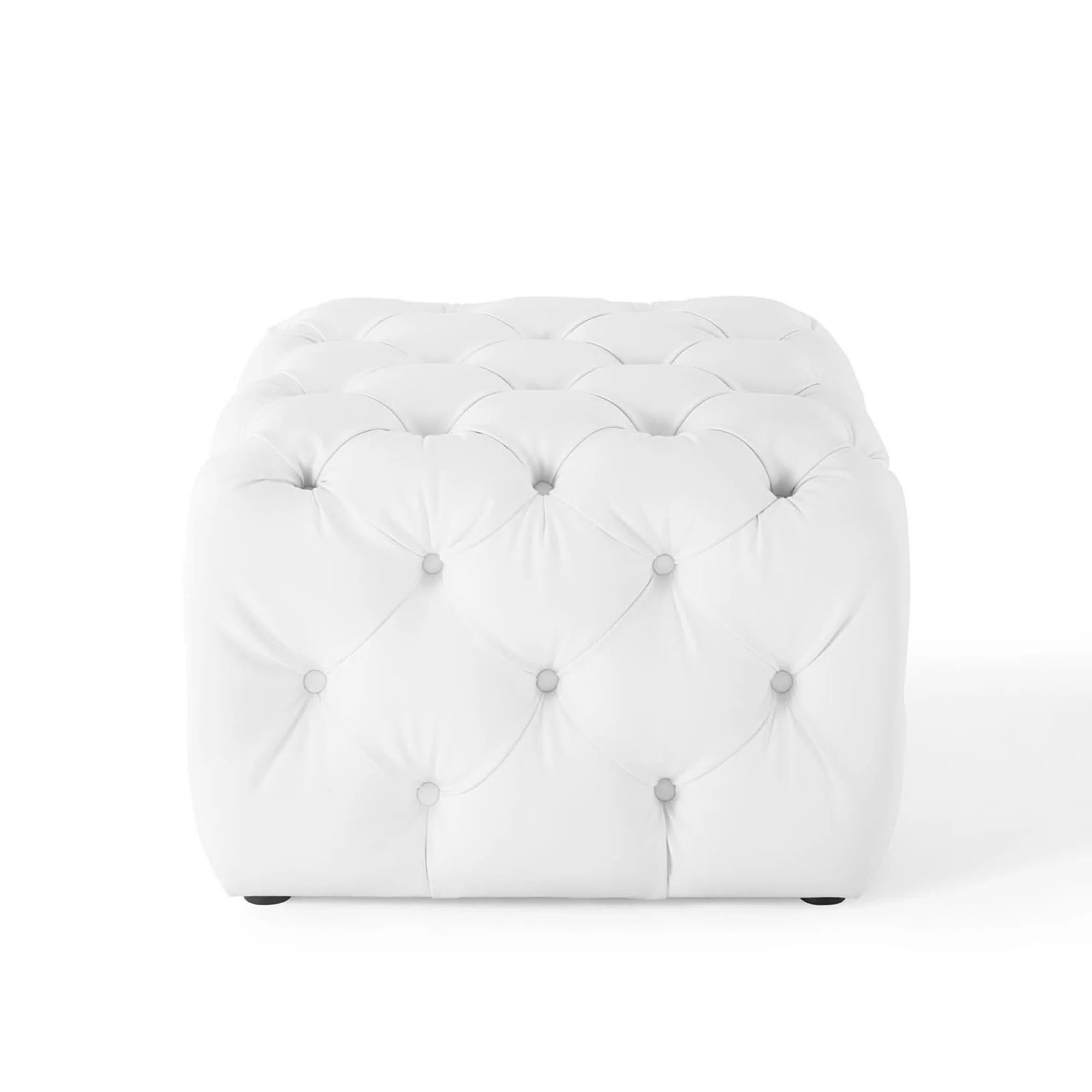 Amour Tufted Button Square Faux Leather Ottoman by Modway - Image 3