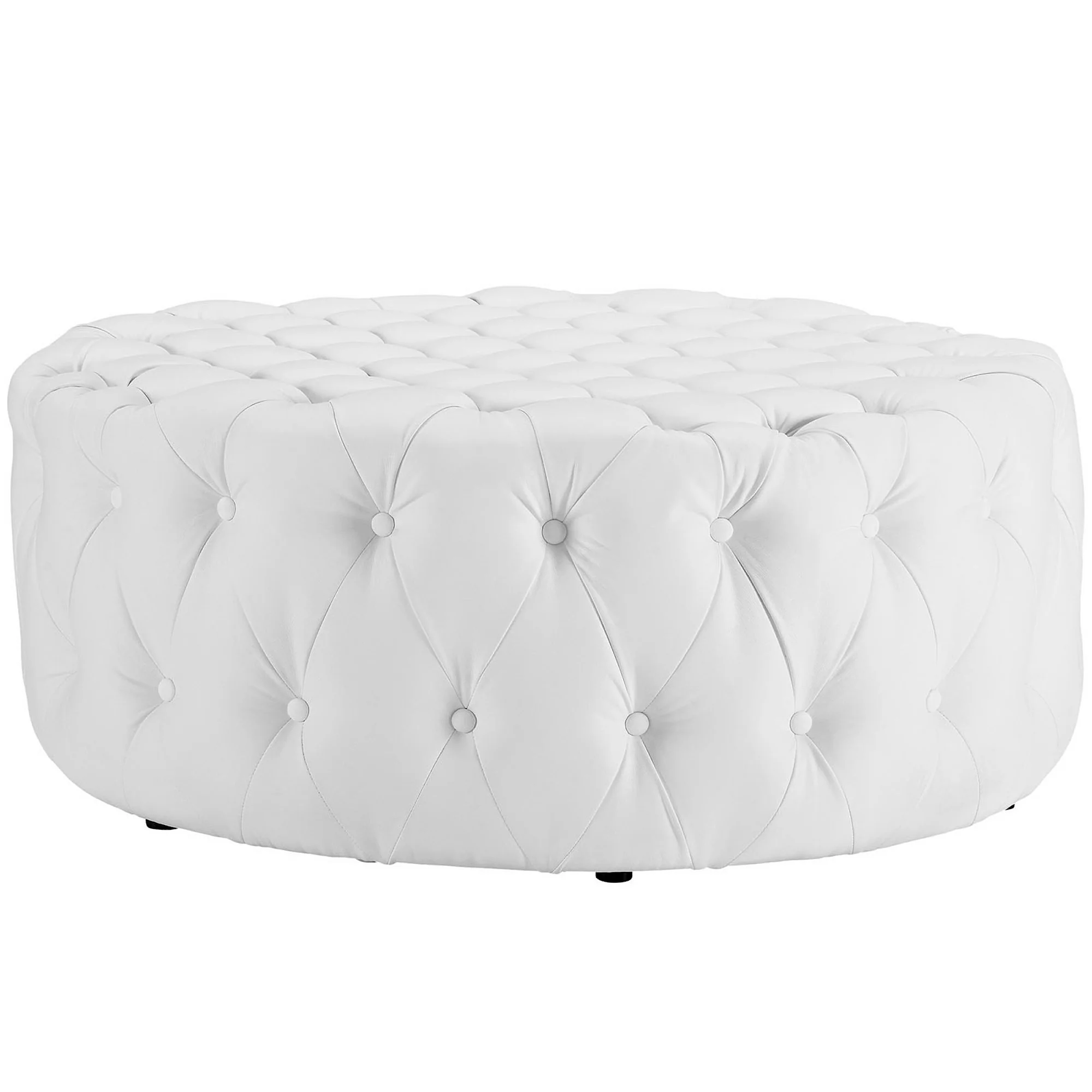 Amour Upholstered Vinyl Round Ottoman by Modway - Image 2