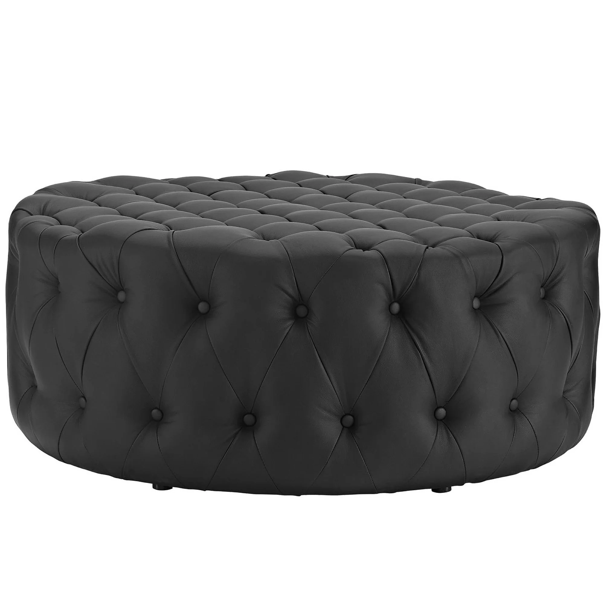 Amour Upholstered Vinyl Round Ottoman by Modway - Image 8