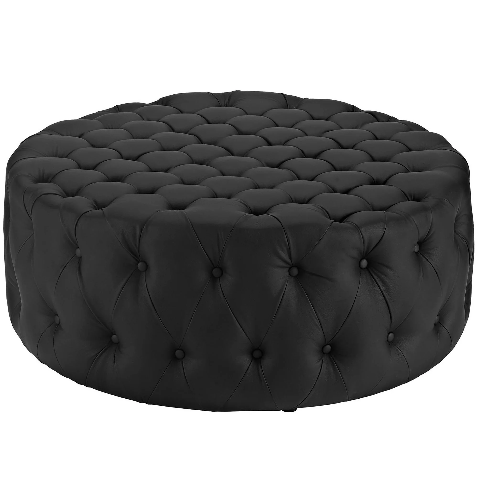 Amour Upholstered Vinyl Round Ottoman by Modway - Image 9