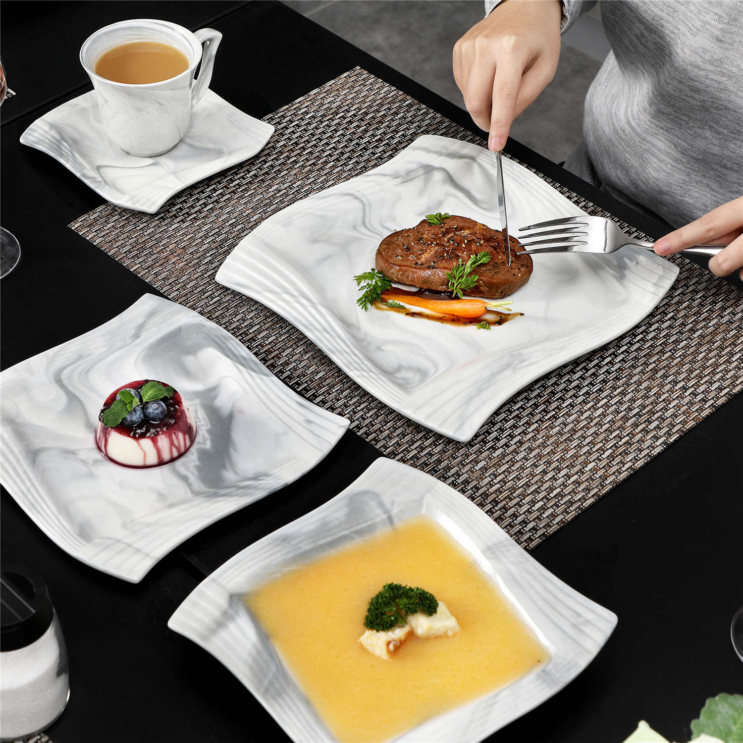 Amparo Marble Grey 30 Piece Dinnerware Set - Image 3