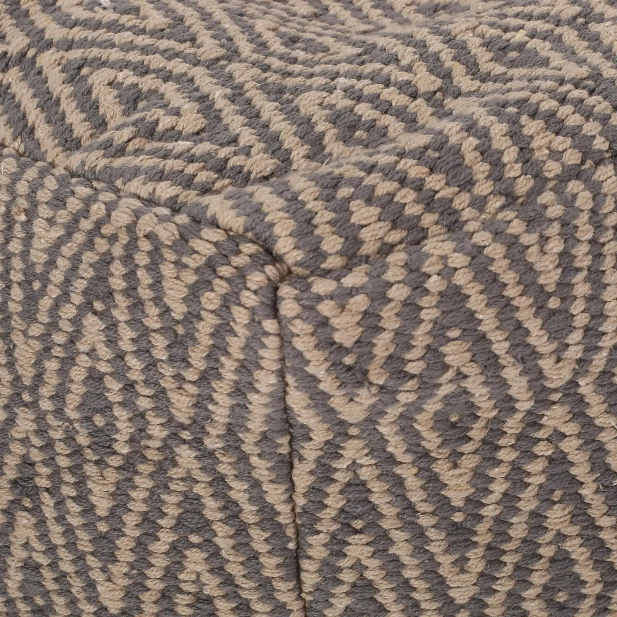Amuleto Hand Loomed Cotton Pouf - Dark Gray / Brown - Image 3