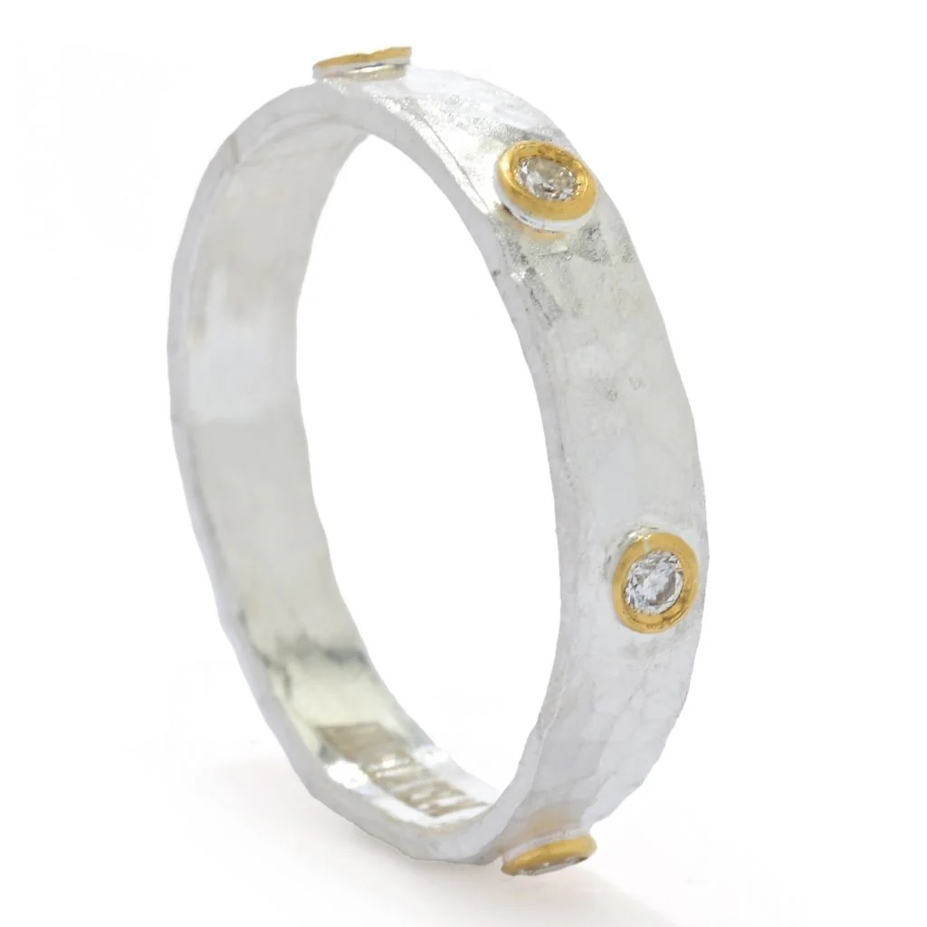 Anatolia by Cevherun 24K Gold Accented 0.12ctw Diamond Studded Ring - Image 2