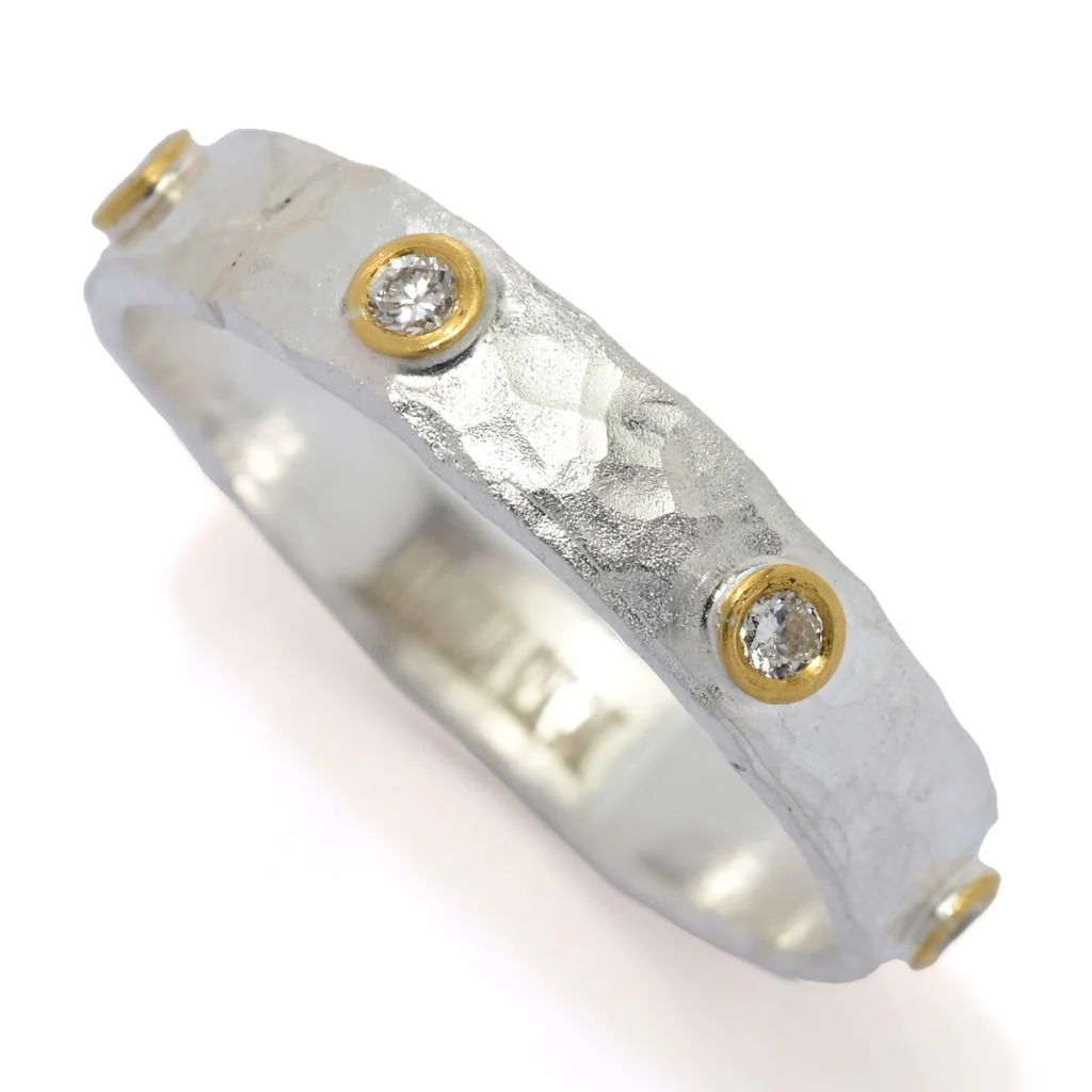 Anatolia by Cevherun 24K Gold Accented 0.12ctw Diamond Studded Ring - Image 5