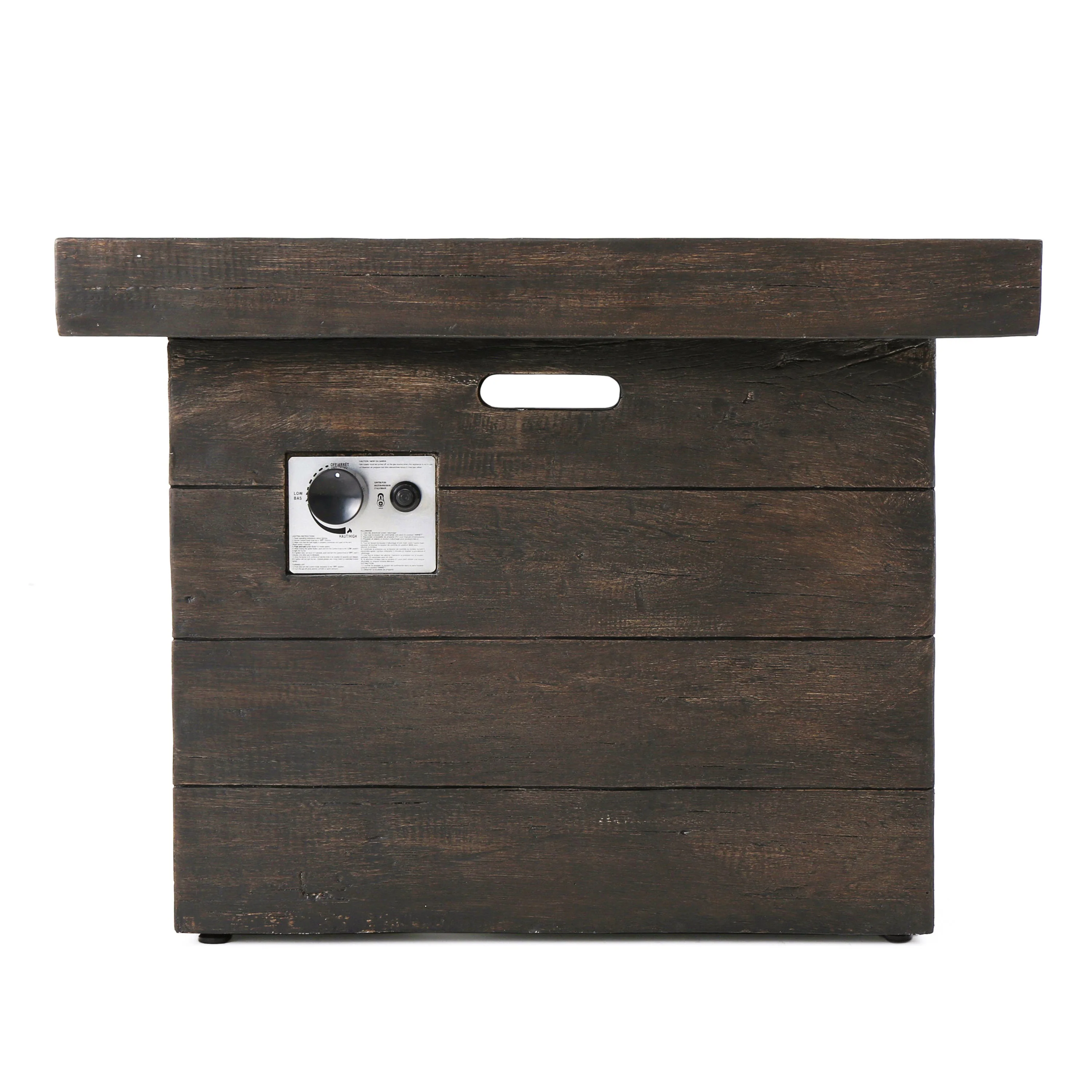 Anchorage 32'' Wood Square MGO Fire Pit Brown - 40,000 BTU - Image 3