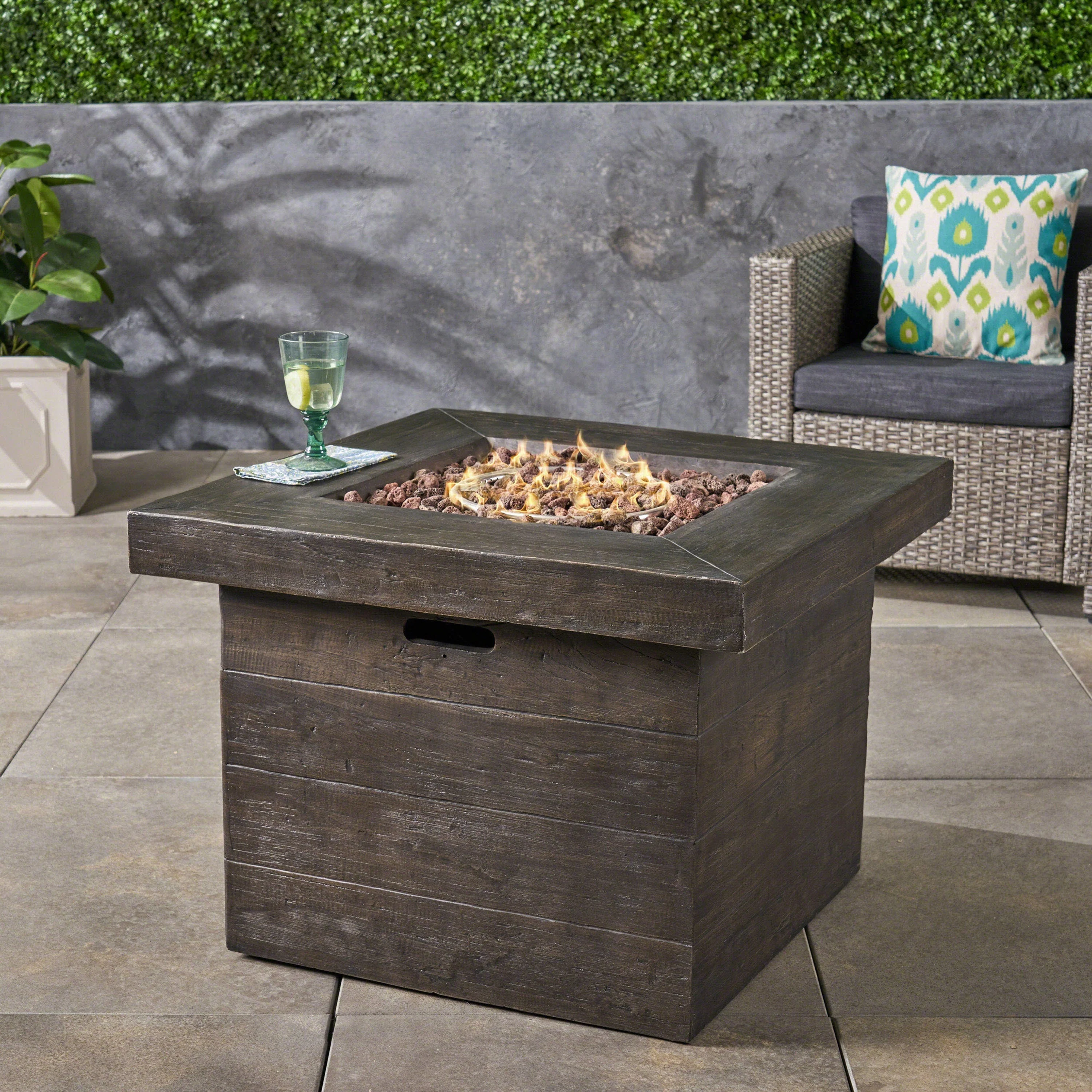 Anchorage 32'' Wood Square MGO Fire Pit Brown - 40,000 BTU - Image 5