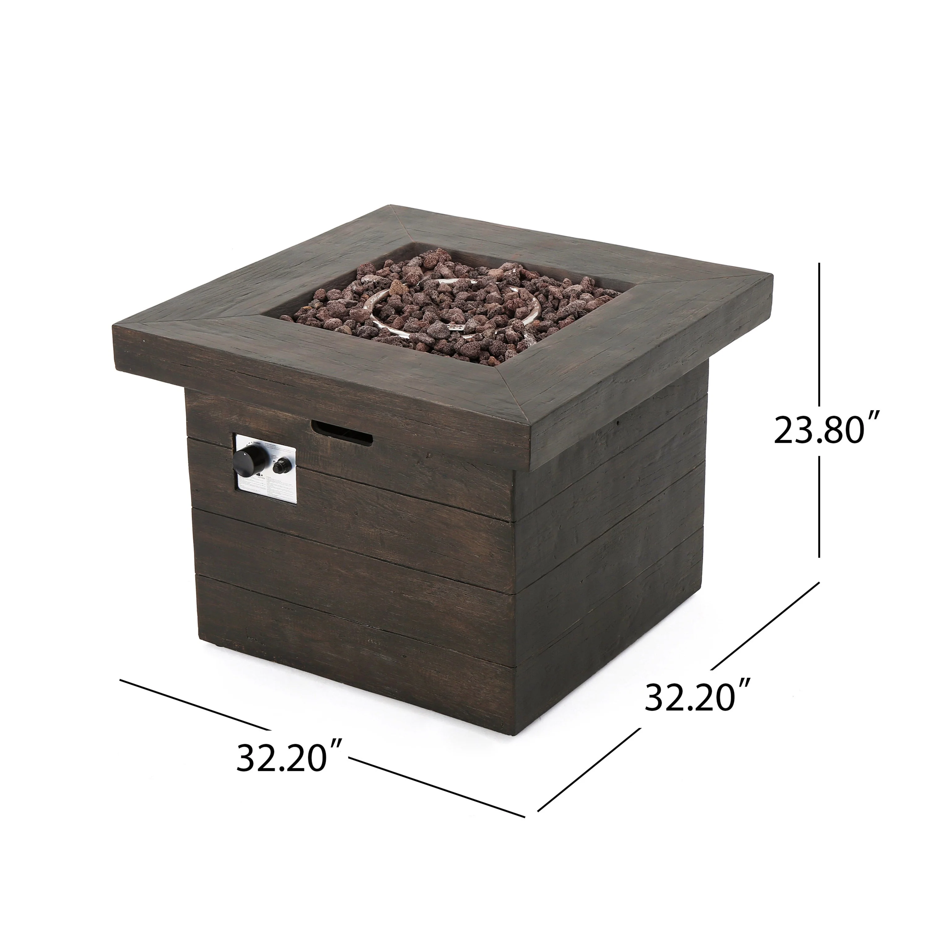 Anchorage 32'' Wood Square MGO Fire Pit Brown - 40,000 BTU - Image 7