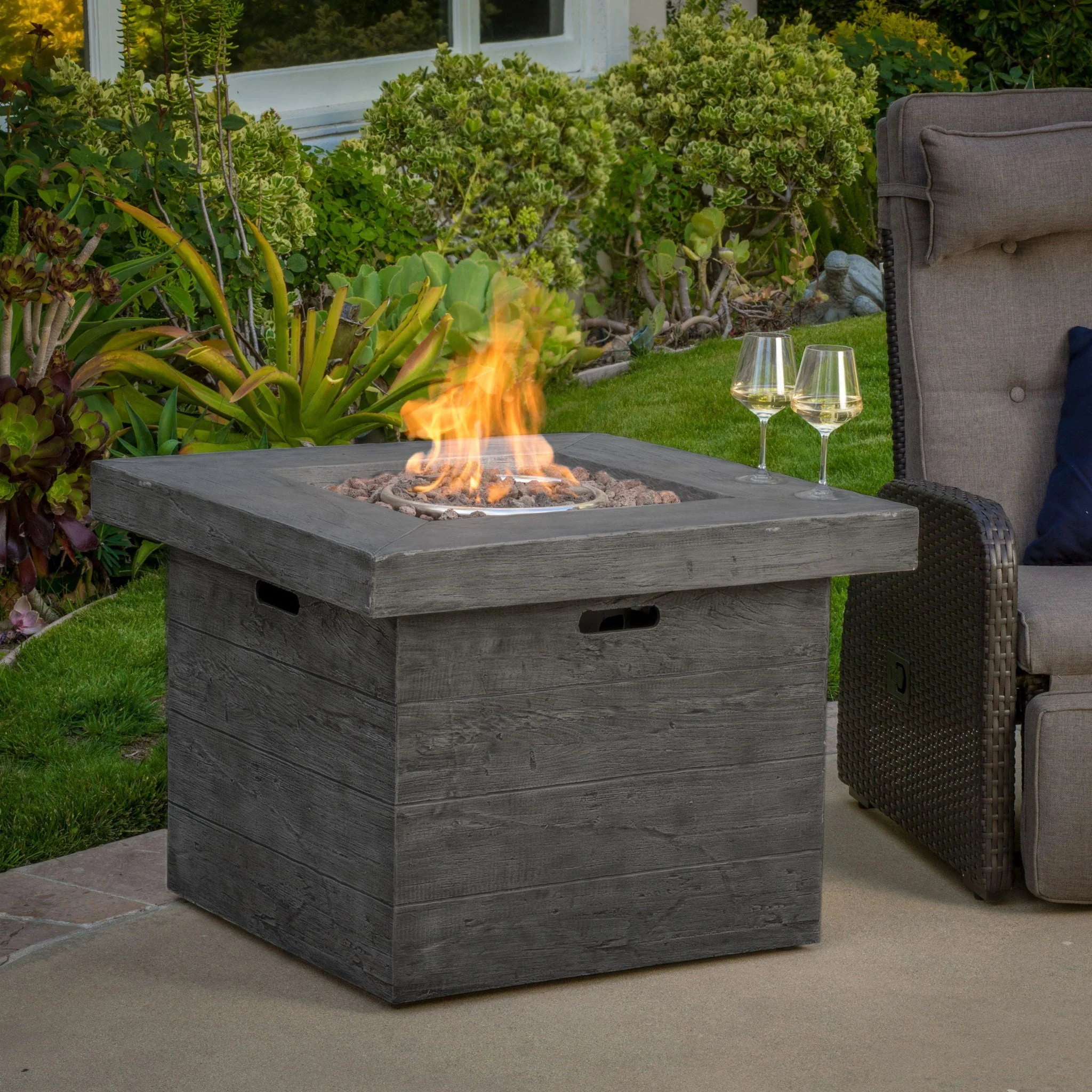 Anchorage Wood Square Fire Pit 40,000 BTU - Gray - Image 2