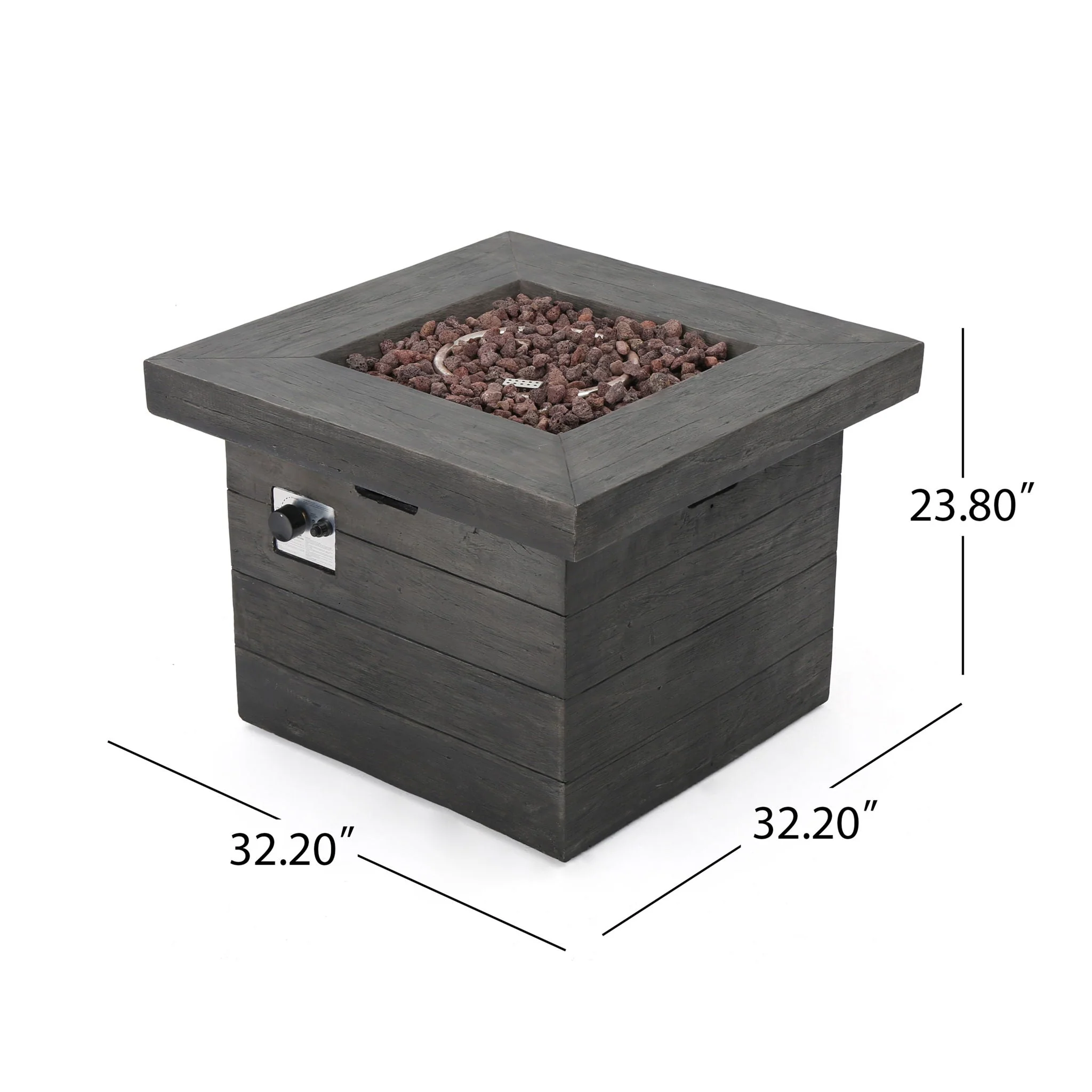 Anchorage Wood Square Fire Pit 40,000 BTU - Gray - Image 3