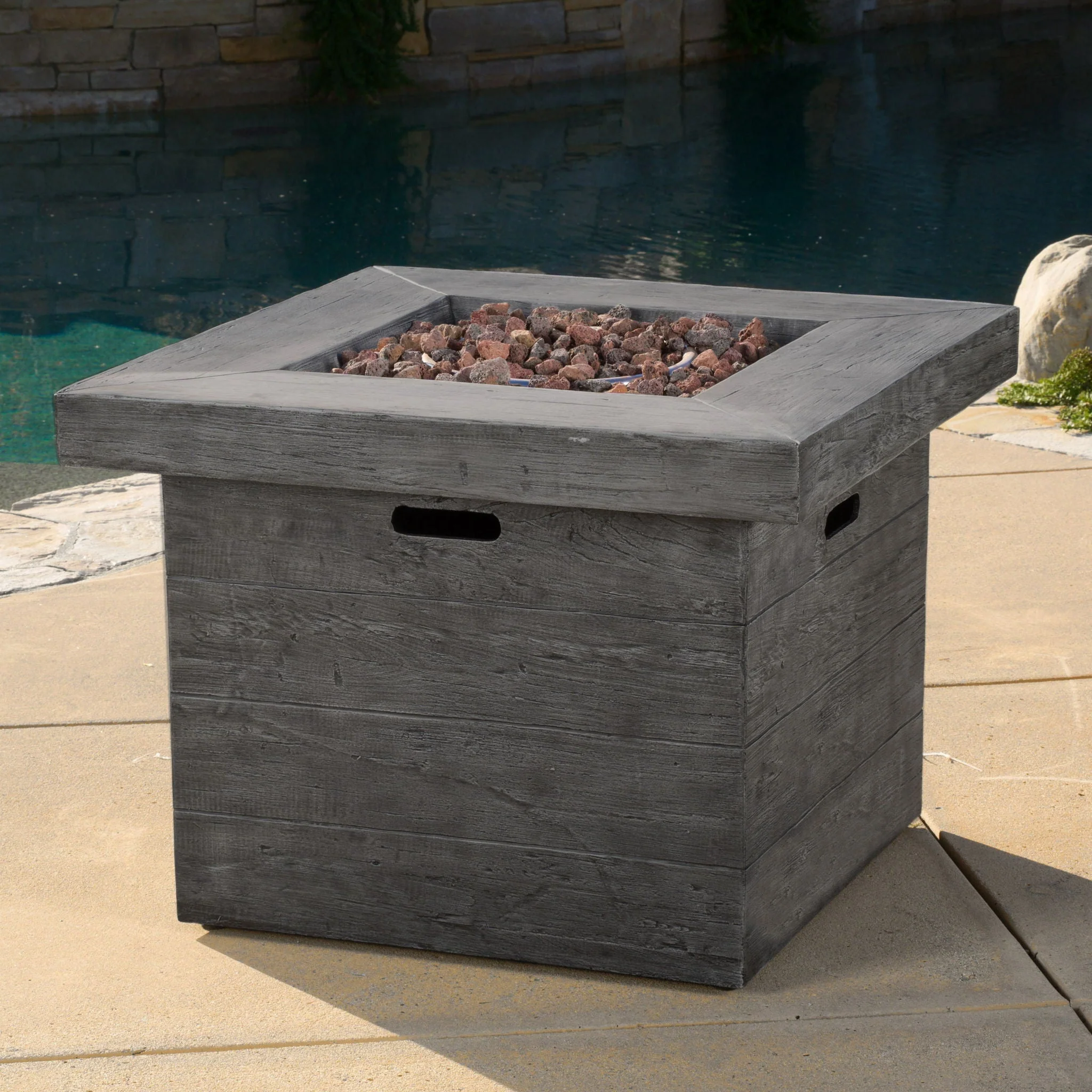 Anchorage Wood Square Fire Pit 40,000 BTU - Gray - Image 4