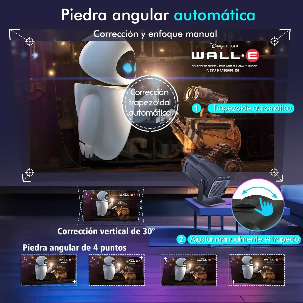 Android 11 4K Projector 1080P 390ANSI Dual WiFi6 BT5.0 Portable Home Cinema - Image 4