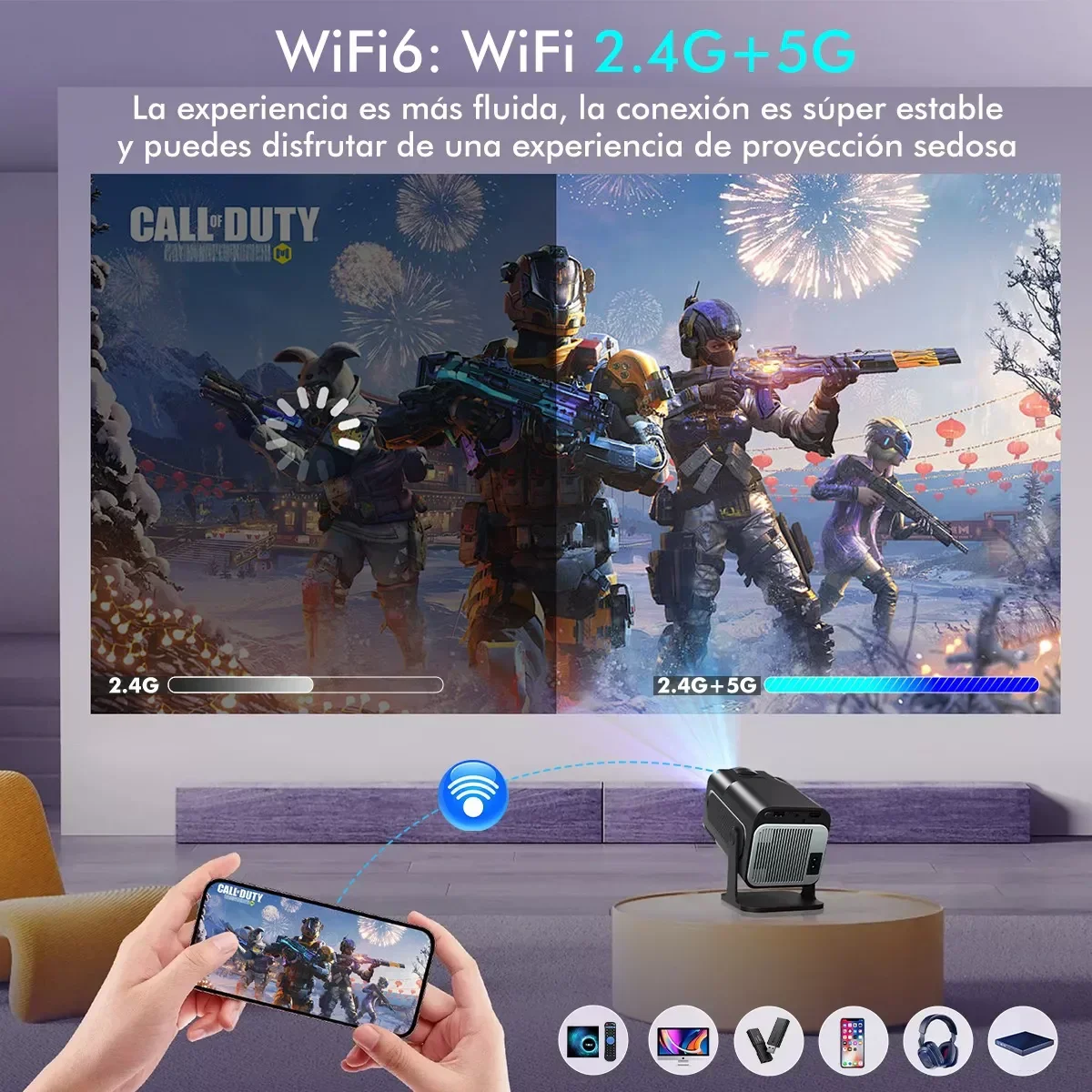 Android 11 4K Projector 1080P 390ANSI Dual WiFi6 BT5.0 Portable Home Cinema - Image 5