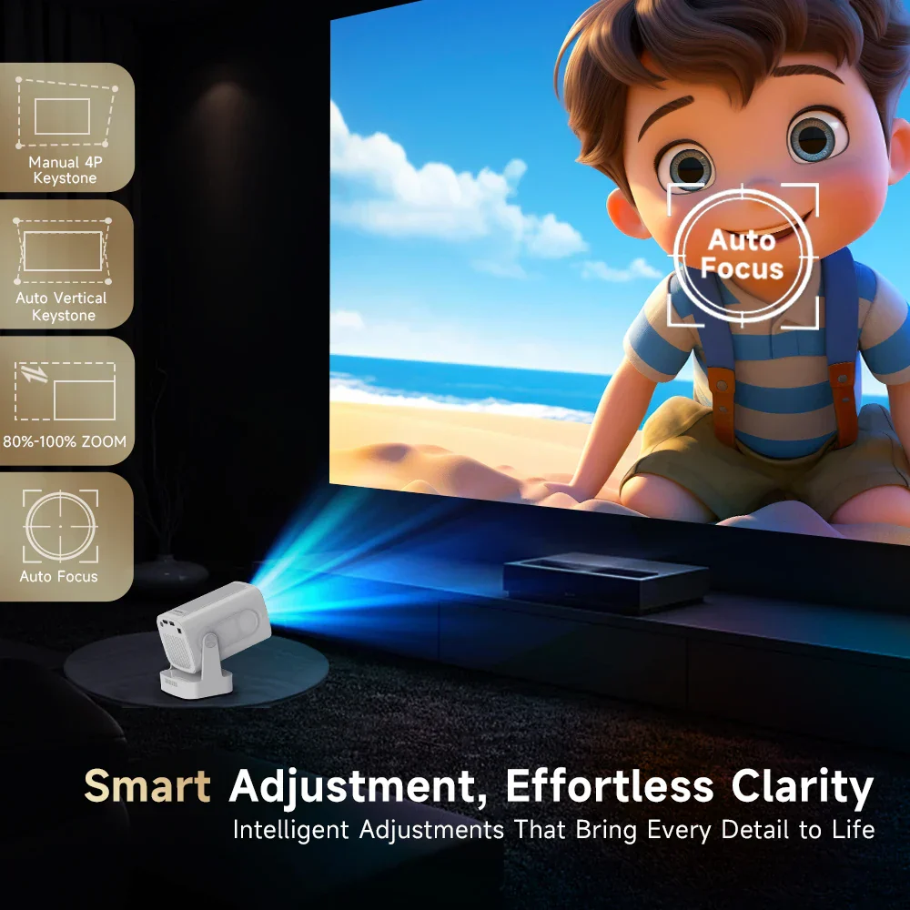 Android 11 4K Projector 1080P Auto Focus Dual WiFi BT5.4 Home Outdoor Movie - Image 5