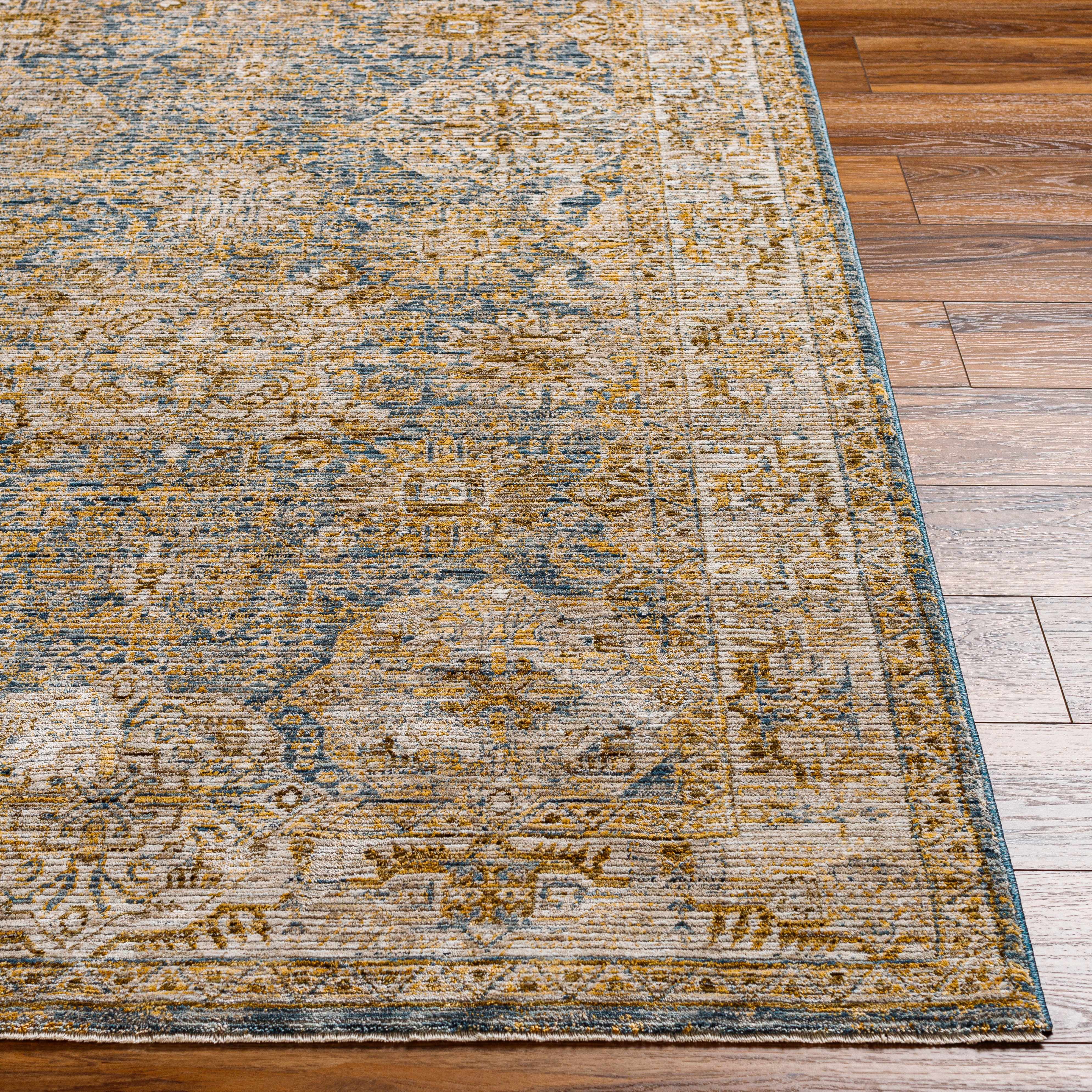 Ange Cream & Blue Rich Textured Rug - Image 4