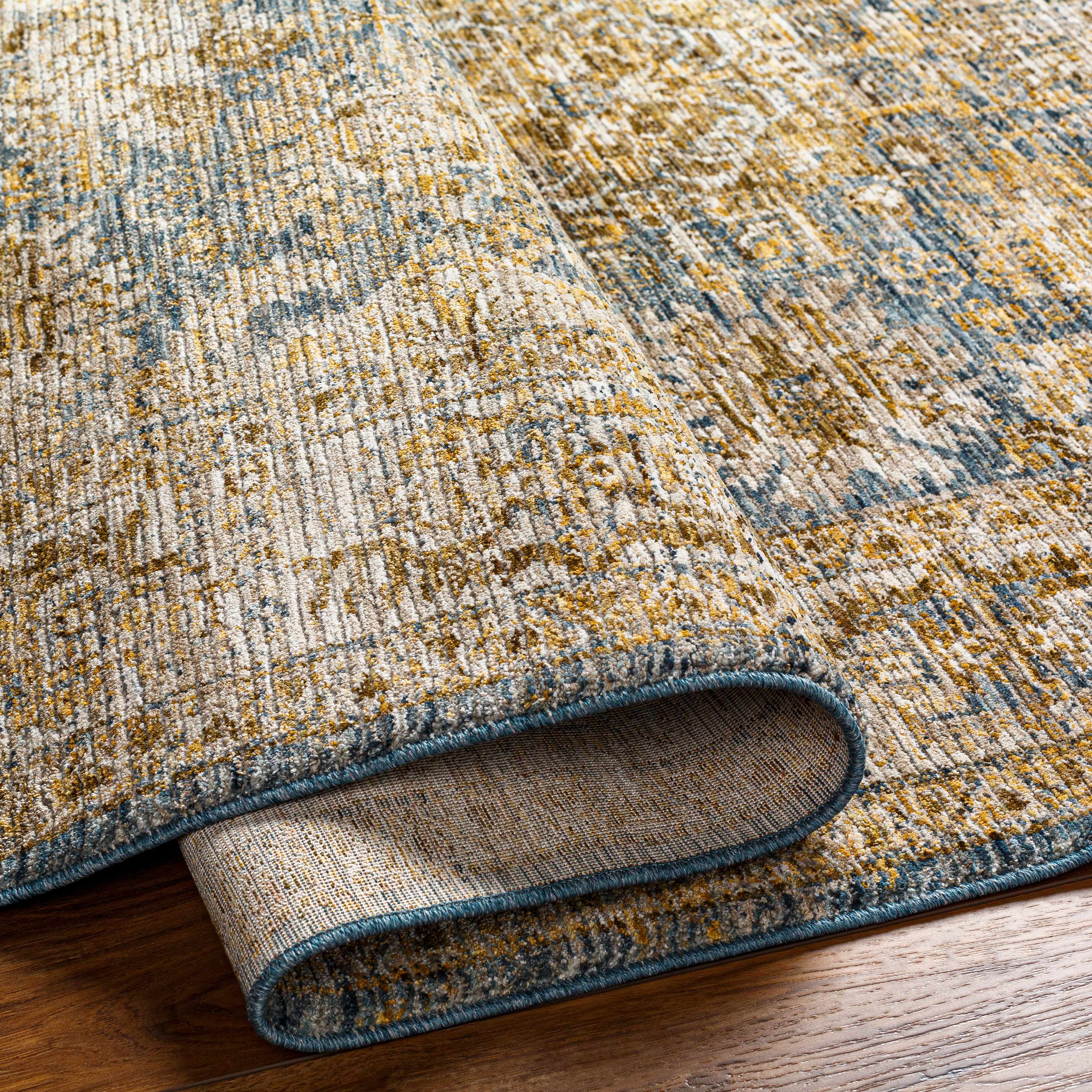 Ange Cream & Blue Rich Textured Rug - Image 6
